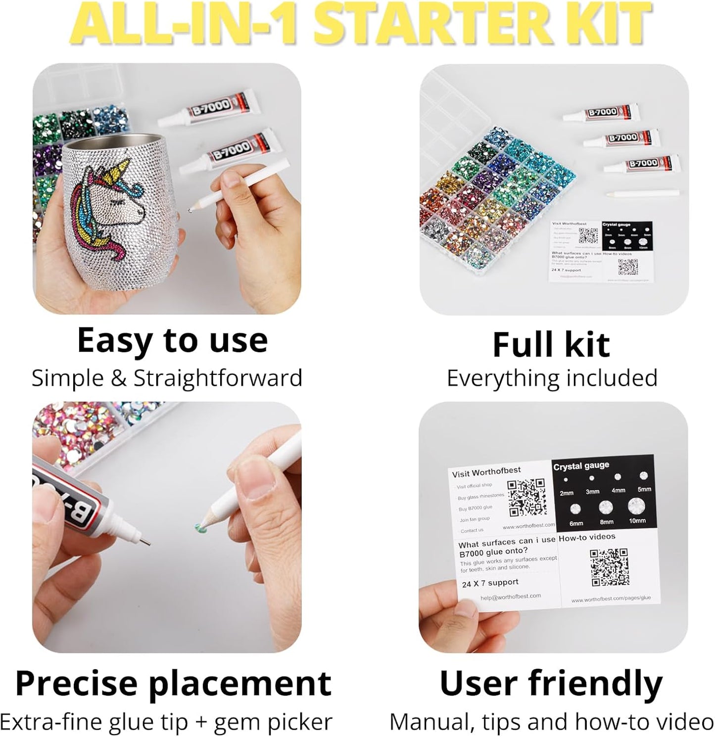 30000Pcs Resin Jelly Rhinestones Set for Crafting Bedazzling, Yellow AB Flatback Gems Jewels for Crafts Clothes Shoes Fabric Outfit Nails Makeup, Flat Back Crystal 2-6mm with b 7000 Glue