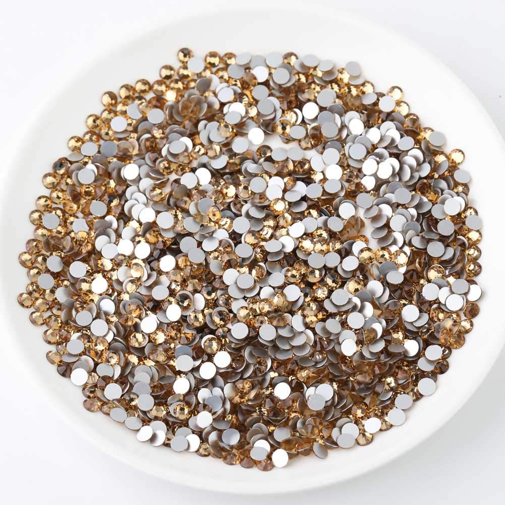 Beadsland 1440pcs Flat Back Crystal Rhinestones Round Gems for Nail Art and Craft Glue Fix, Lt Colorado Topaz,SS12,3.0-3.2mm