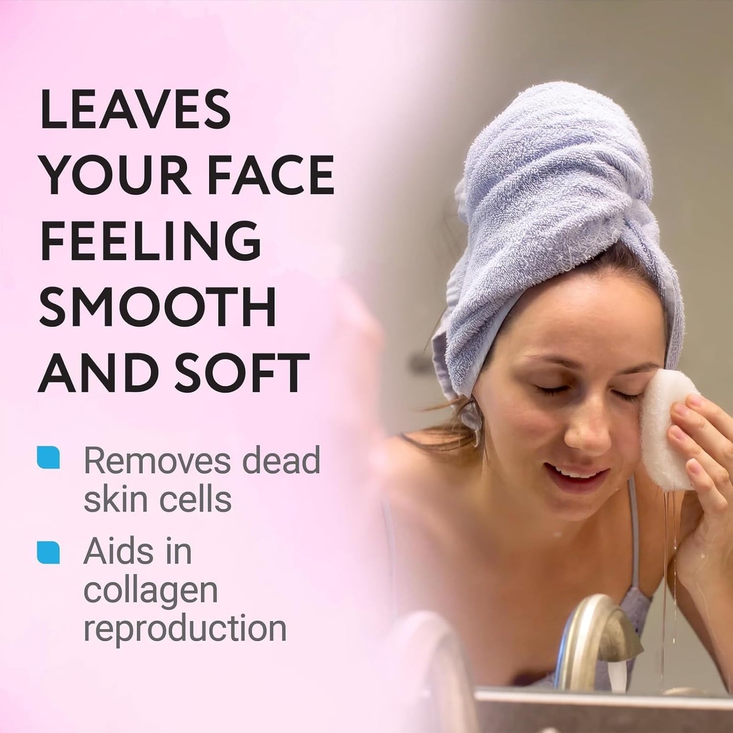 IMPRESA 10 Pack Facial Sponge for Daily Deep Cleansing - Regular Buff Style Exfoliating Pads for Removing Dead Skin, Dirt & Makeup - Normal to Oily - Made in The USA - Reusable Puf - White