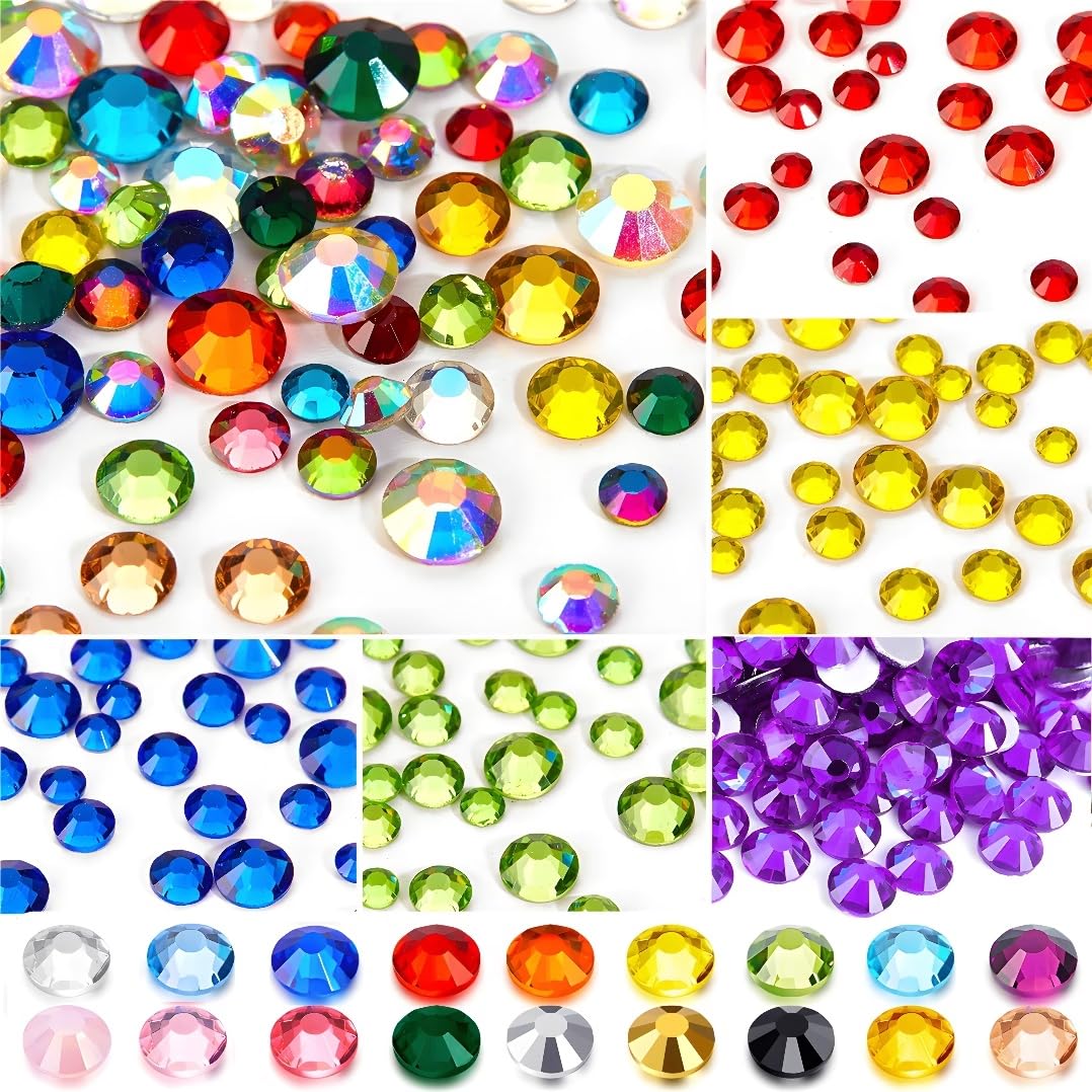 Flatback Rhinestones Round Gems for Nails Art and Crafts 4000Pcs SS12 3mm Glitter Crystals Stone DIY Bags Clothes Shoes (Dark Red)