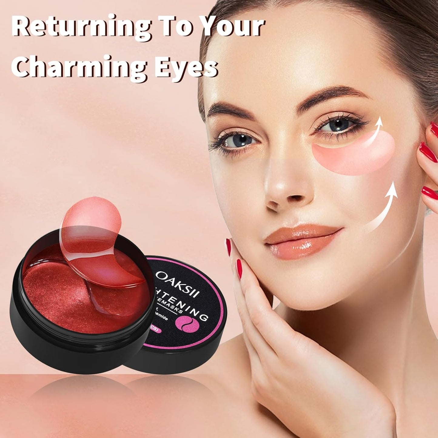 Caffeine Under Eye Masks, 60 Pcs Brightening Eye Patches for Dark Circles and Puffiness with Hyaluronic Acid, Reduce Dark Circles Eye Gel Pad