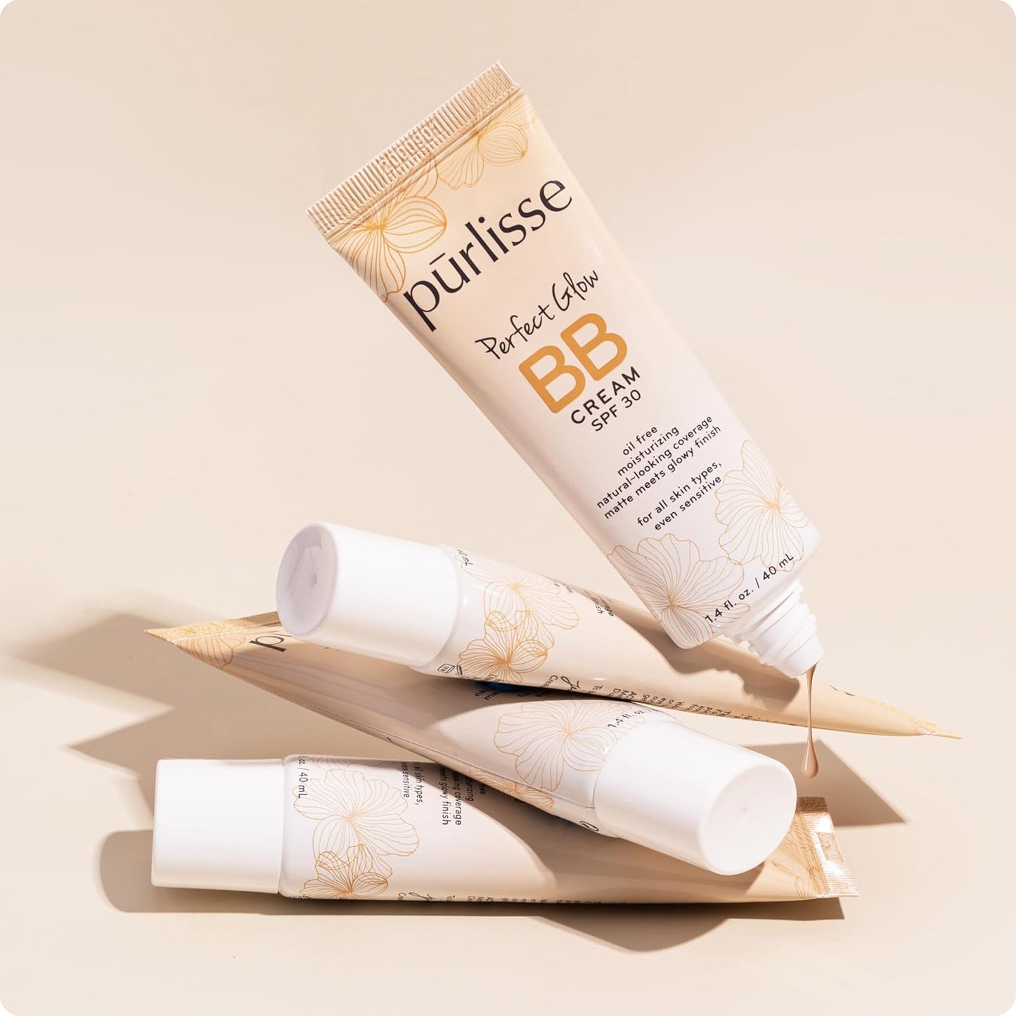 pūrlisse Perfect Glow BB Cream with SPF 30 - Matte Meets Dewy Finish - Enriched with Goji & Hawthorn Berry to Help Improve Skin Texture & Radiance - Medium Warm (1.4 oz)