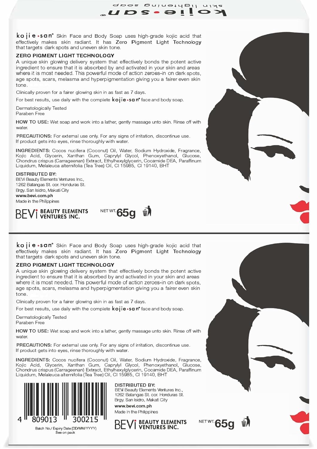 Kojie San Skin and Body Soap 2 Piece Set – Original Kojic Acid, Dark Spot Remover Soap Bar with Coconut & Tea Tree Oil – 65g x 2 Bars & 30g Face Cream