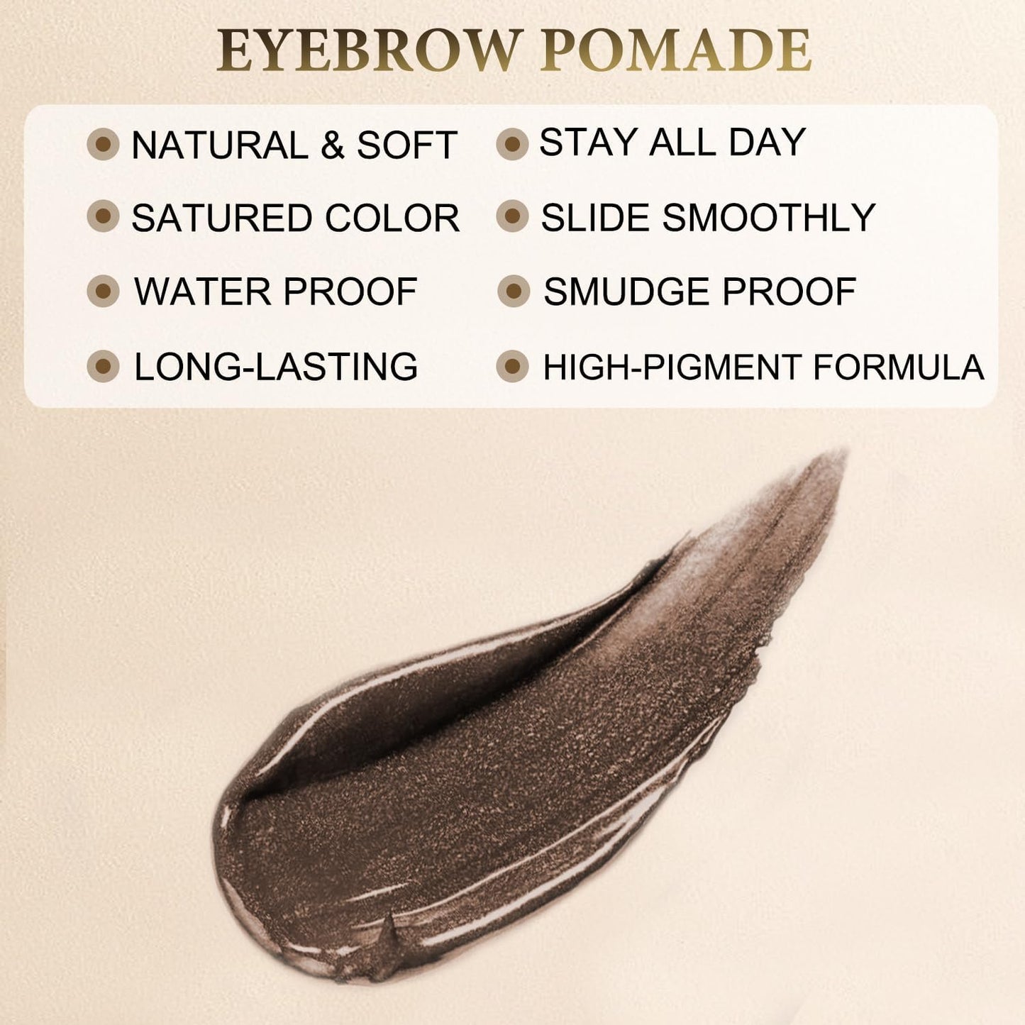 Eyebrow Pomade - Waterproof Brow Pomade for Long-lasting Results,Smudge Proof and Sweat Resistant Formula,Natural Eyebrow Makeup for All Skin Types and Tones - Dark Brunette