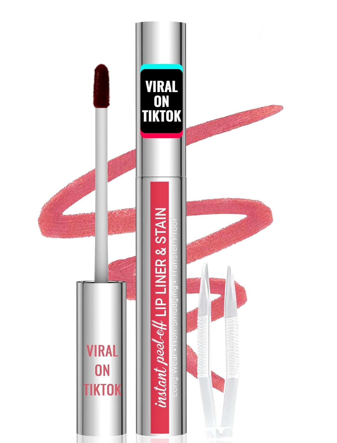 iMethod Lip Stain - Lip Liner Stain, Peel Off Lip Stain with Tweezer, Natural Long Lasting Lip Stain Peel Off, Waterproof, Easy to Use, Stay On All Day, Nude Pink