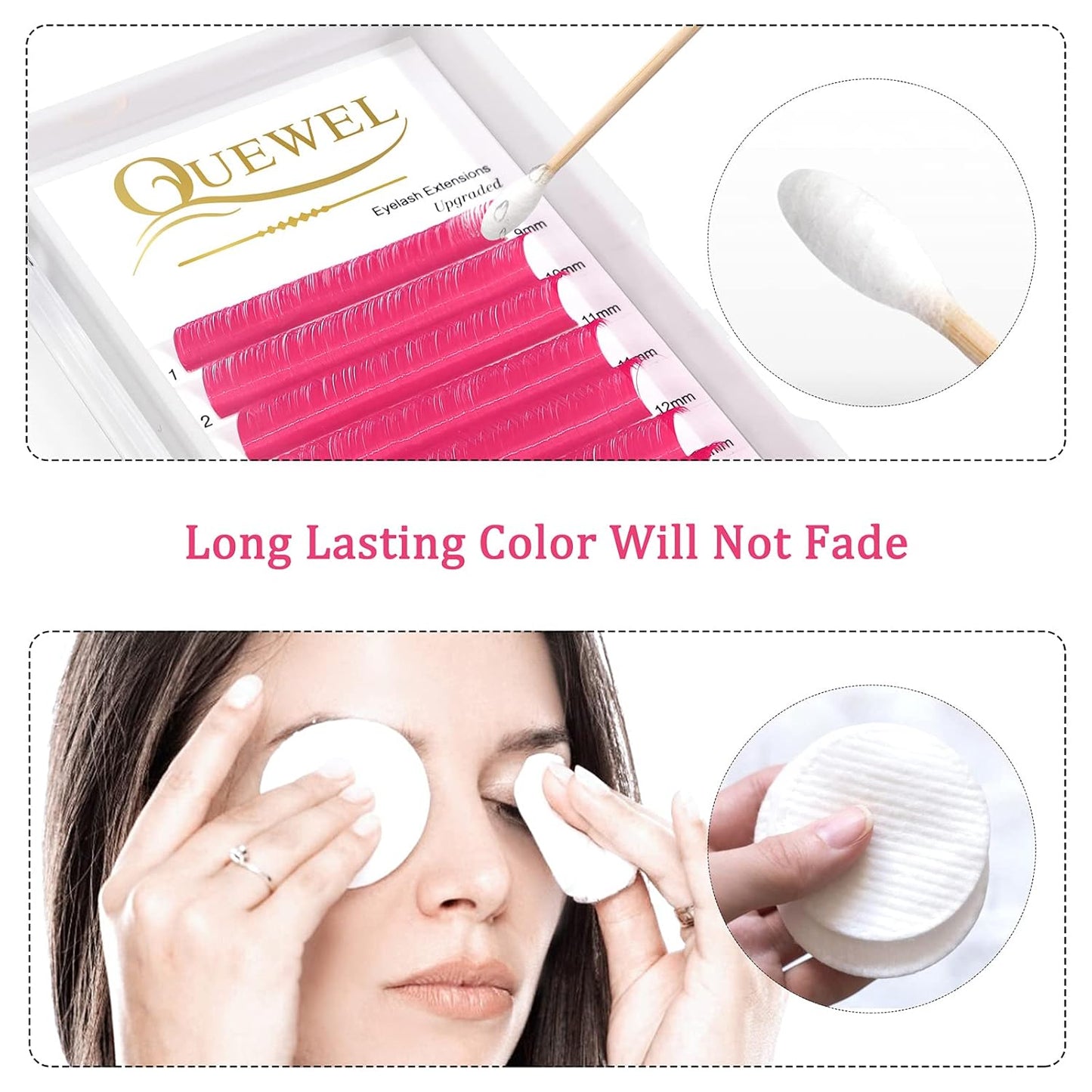 Colored Lashes Extensions .07 D Curl Easy Fan Volume Lashes Pink Volume Lash Extensions 9-16mm Mixed Lash Tray Self Fanning 2D-10D Volume Eyelash Extensions by QUEWEL (Pink 0.07 D 9-16mm)
