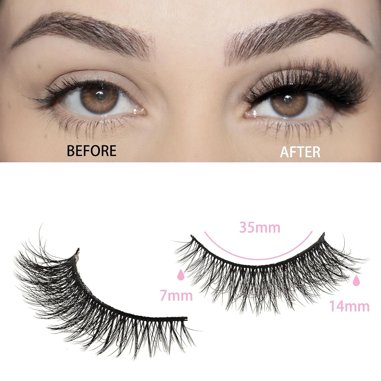 FARRED Cat Eye Lashes Short Natural Eyelashes Fluffy Wispy Lashes 14 Pairs False Lash Wispy Volume Fake Eyelash Faux Mink Strip Lashes Pack for Daily Makeup (F13 | 7-14 mm)