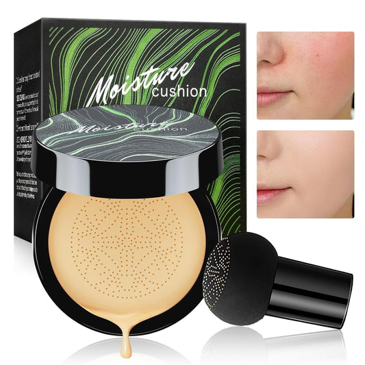 Air Cushion CC Cream Mushroom Head Foundation - Moisturizing BB Cream Makeup Long Lasting Matte Conceale, Oil Control Waterproof Makeup Base Primer (Beige, 1 PCS)