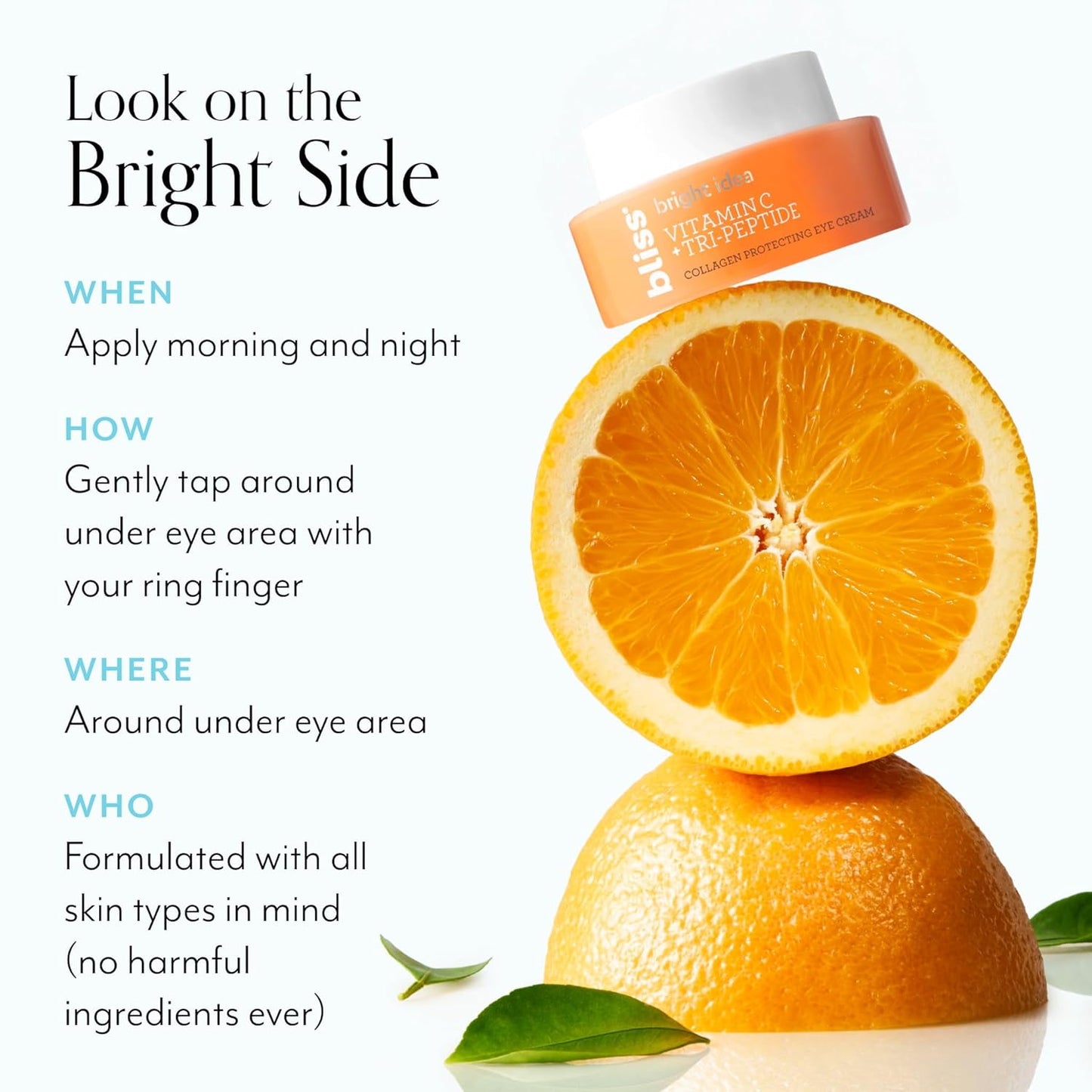 Bliss Bright Idea Vitamin C Eye Cream - Brighten & Hydrate Anti-Aging Treatment, Reduces Fine Lines, Boosts Collagen & Firms, 3-O-Ethyl Ascorbic Acid, Tri-Peptide & Licorice Root, 0.5fl oz