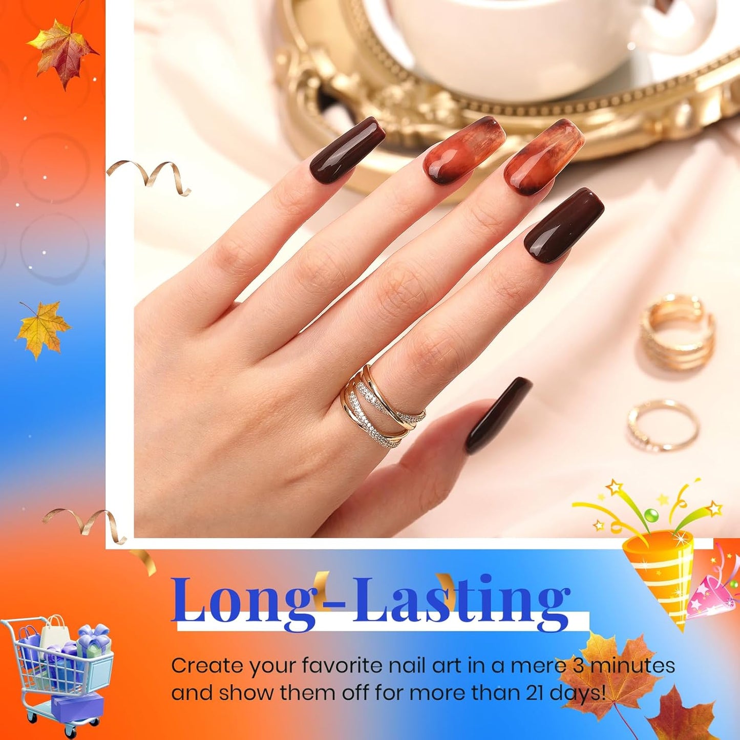 Beetles Fall Gel Nail Polish Set Brown Beige Mauve Pink Nude White Neutral 6 Colors Gel Polish Kit for Nail Art Manicure Soak Off Uv LED Nail Lamp Needed Gifts for Women Coffee Time