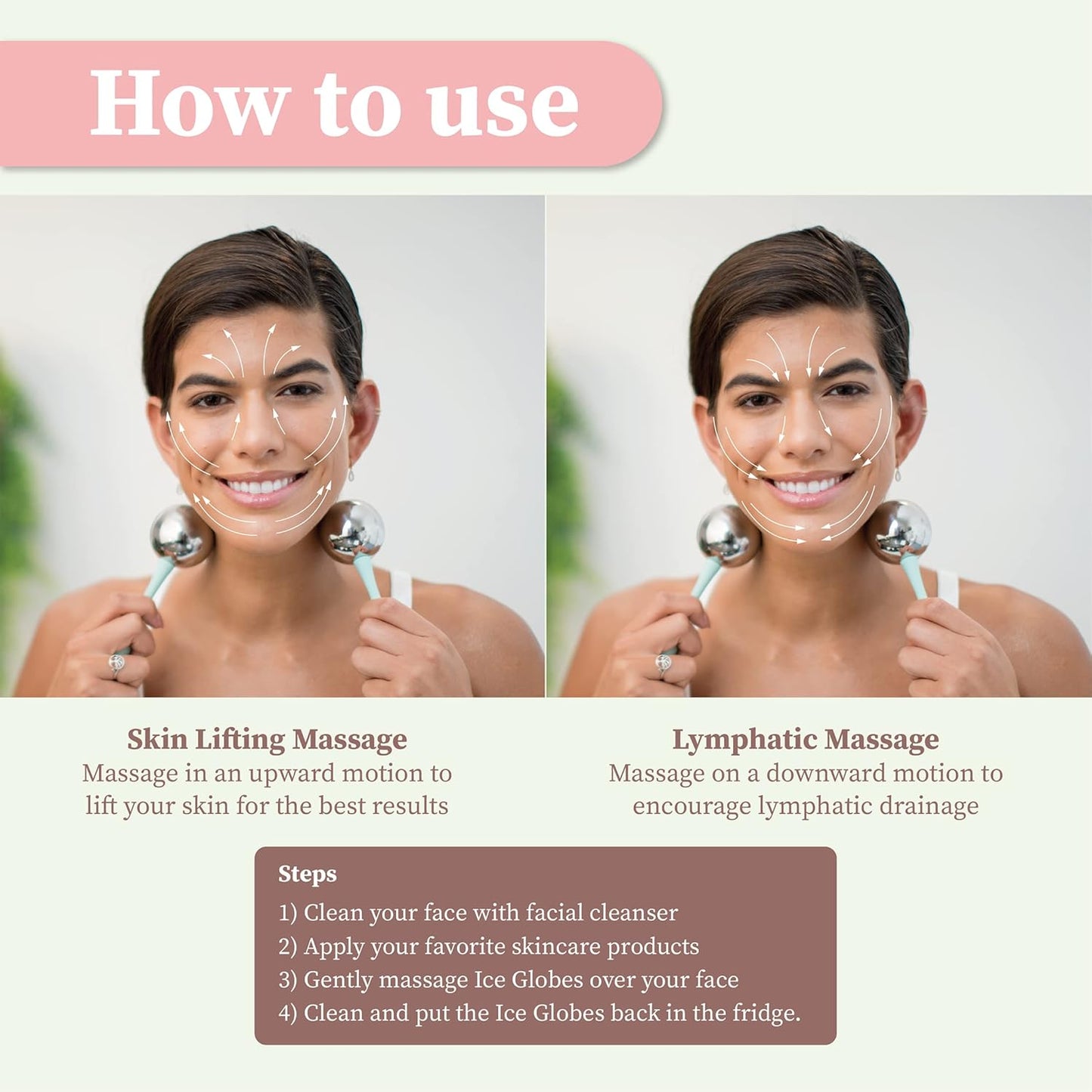 Facial Ice Globes for Face - 360 Stainless Steel face wand Globes Massager For Puffy Eyes & Dark Circles, Stimulates Collagen to Tighten Skin & Shrink Pores, Enhance Circulation & Smooth Looking Skin