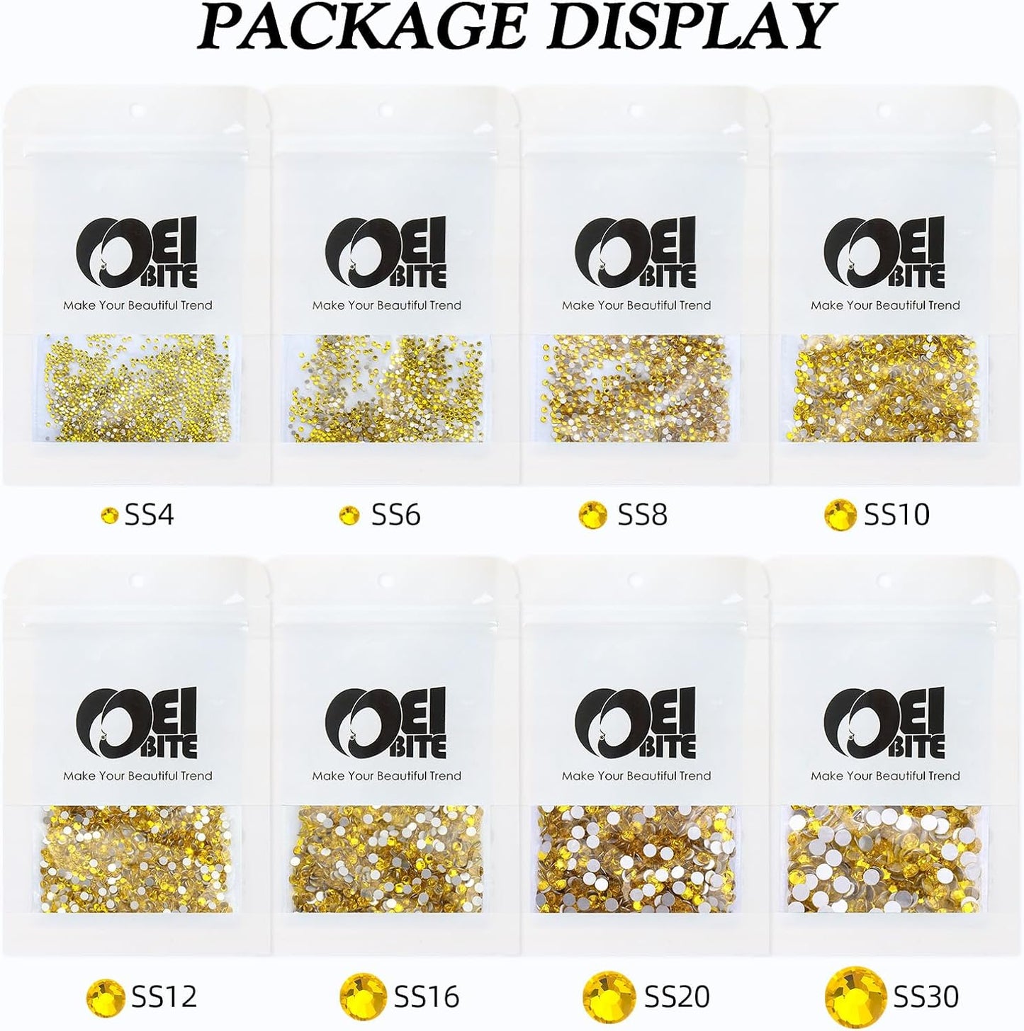 Citrine Flatback Rhinestones, Glass Rhinestones for Nail Art and Craft, Glue Fix, Loose Crystal Gemstones(Yellow, SS4, 1440pcs, 1.5-1.7mm)