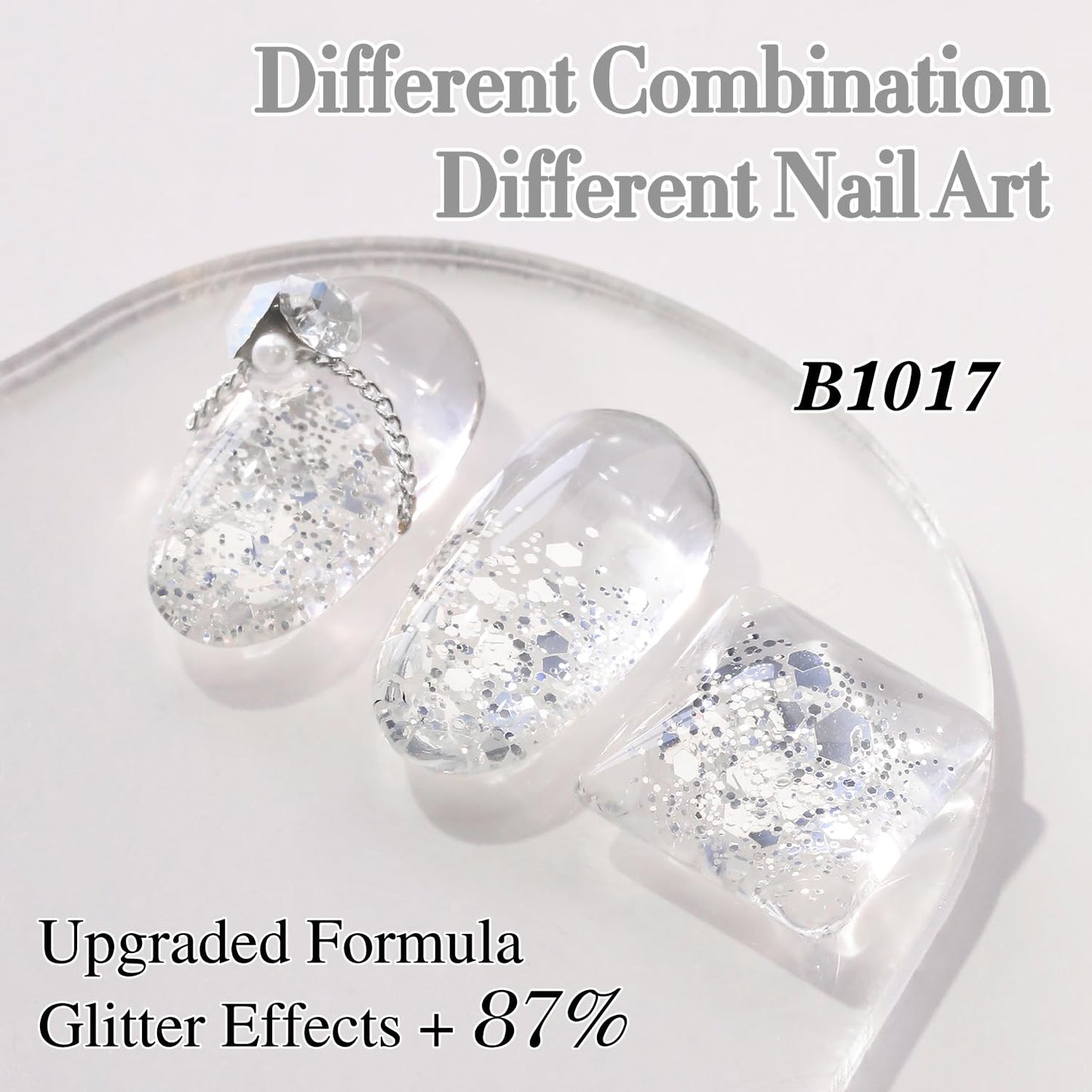 Double Rhythm 0.5Oz Glitter Gel Polish Shimmer Reflective Color for Nail Art Salon DIY Soak Off 15ml Nail Lamp Gel Polish at Home (Silver Sequin-B1017)