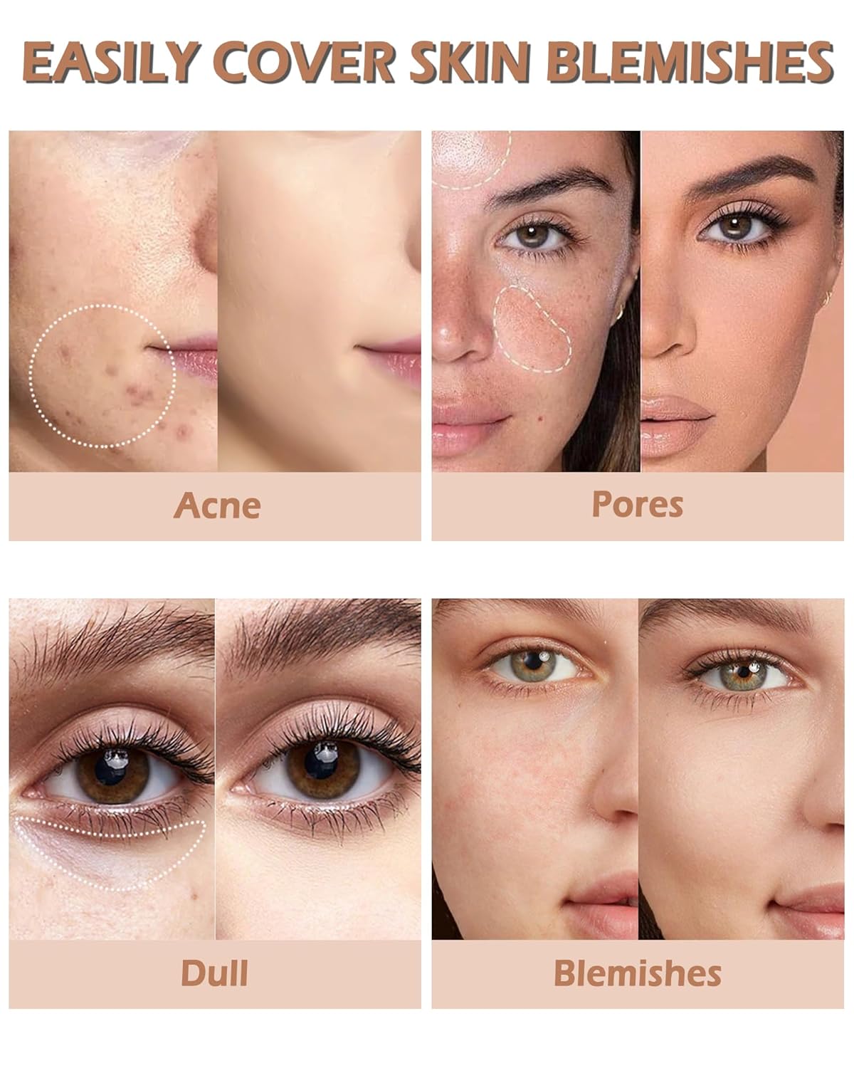 2 PCS Under Eye Concealer Full Coverage, Waterproof Color Correcting Concealer All Day Coverage Dark Circles, Puffiness, Redness, Lightweight Cream Foundation Brightener, Natural Matte Finish, light W