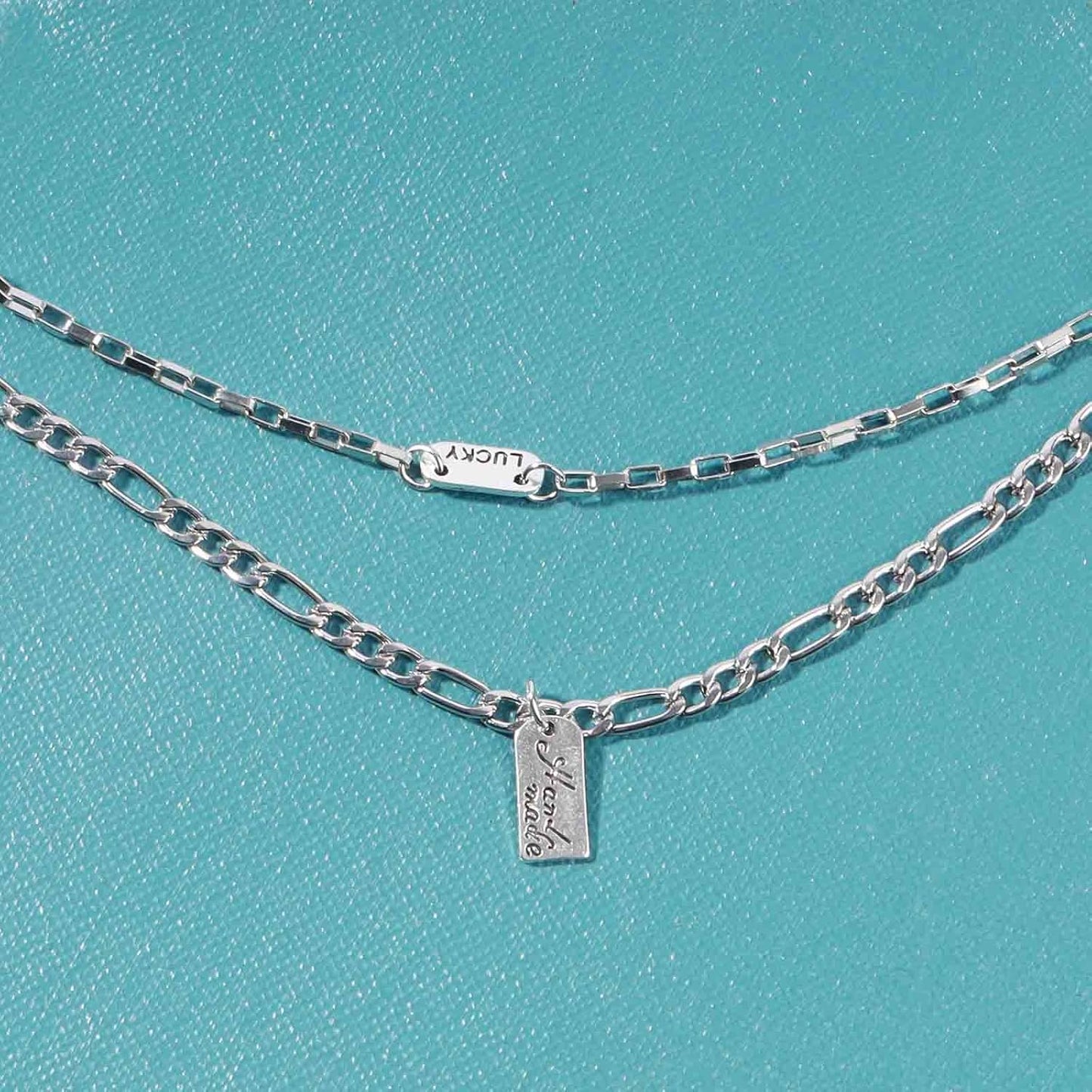 Boho Layered Silver Bar Necklace Choker Figaro Chain Necklace Vintage Layering Link Chain Necklace Geometric Necklace Jewelry for Women and Girls