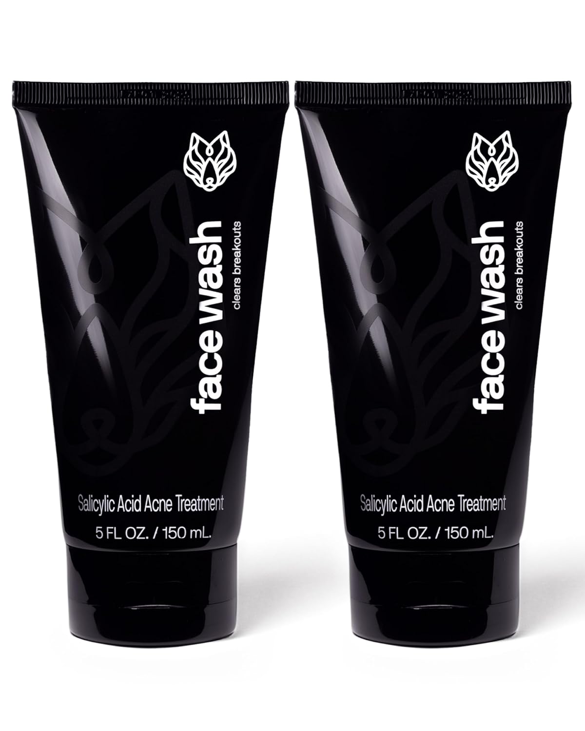 Black Wolf Men’s Charcoal Powder Face Wash - 5 Fl Oz, 2 Pack - Facial Cleanser Removes Unwanted Impurities from Your Skin & Soothes Irritation