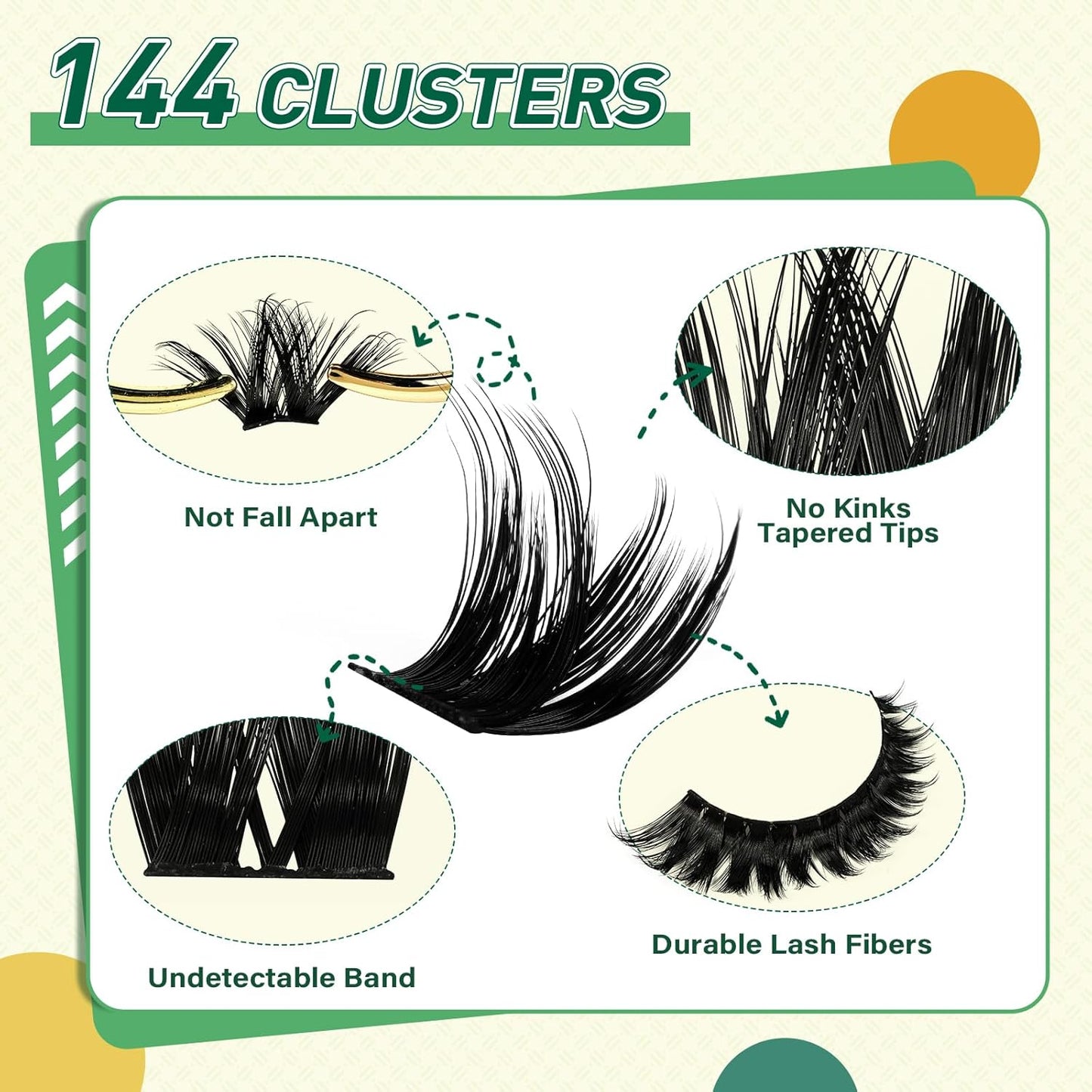 DIY Lash Extension Kit 144pcs 8-18MIX Lash Clusters with Super Hold Mascara Brush Bond and Seal Lash Remover Lash Applicators Lash Brush for KEYYOU DIY Lash Kit (Y10 Kit)