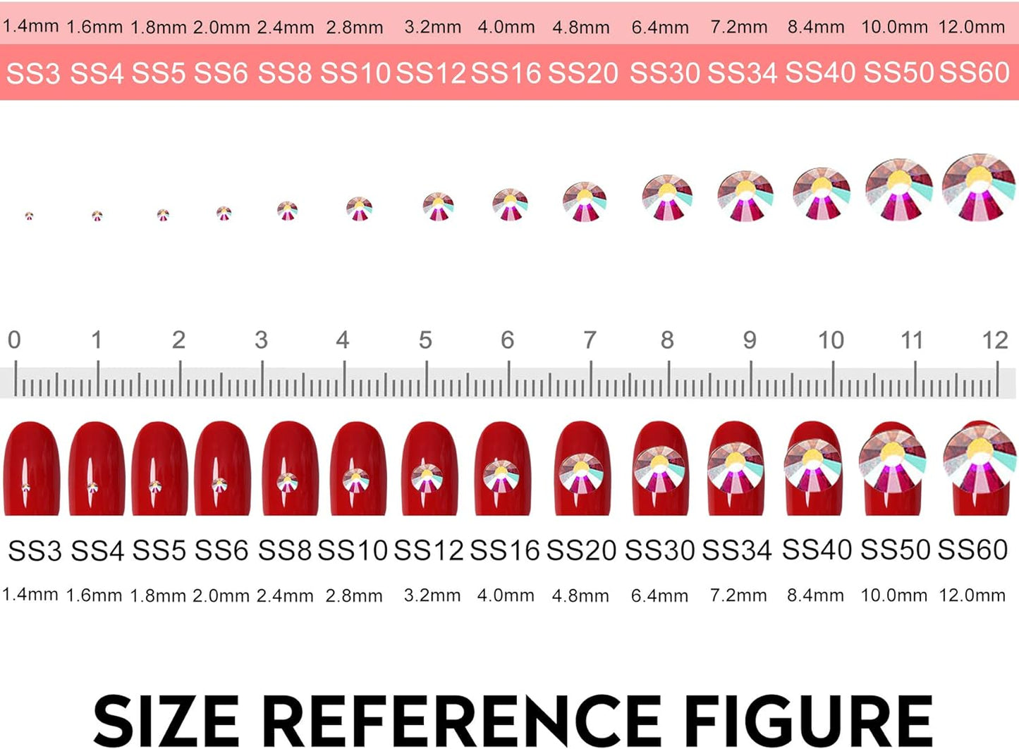 3600pcs Flatback Rhinestones Glass Charms Diamantes Gems Stones for Nail Art 6 Size ss4~ss12 Box Gold Hematite