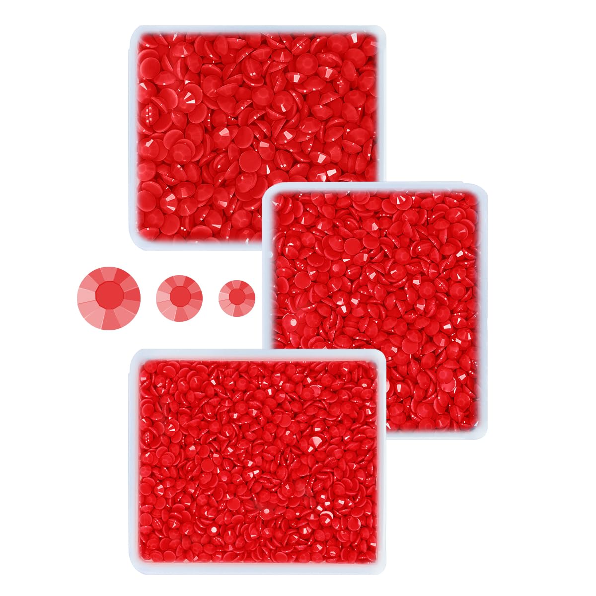 3mm 4mm 5mm 3 Boxes Pure Red Resin Rhinestones for Bedazzling Crafting Flatback Jelly Stones Bulk Diamonds Gems for Nails Face Eyes Makeup Tumblers Bottles Crafts Clothes Shoes Phones Scrapbook
