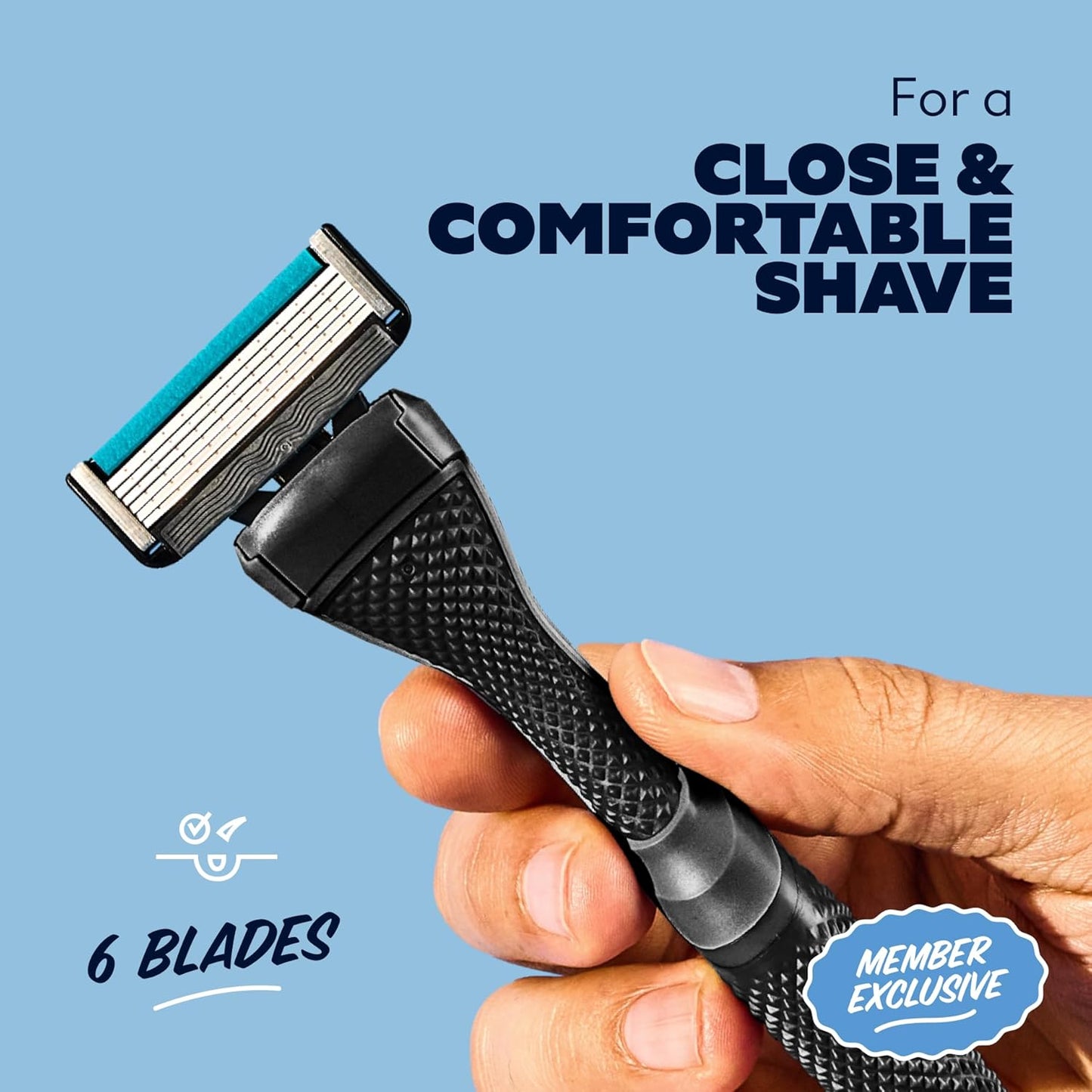 Dollar Shave Club | The Member Exclusive Shave Set | 4 Extra Close Refill Cartridges, 1 Handle (Black), 1 Shave Butter 3 ounce, 1 Razor Cover, Razors for Men