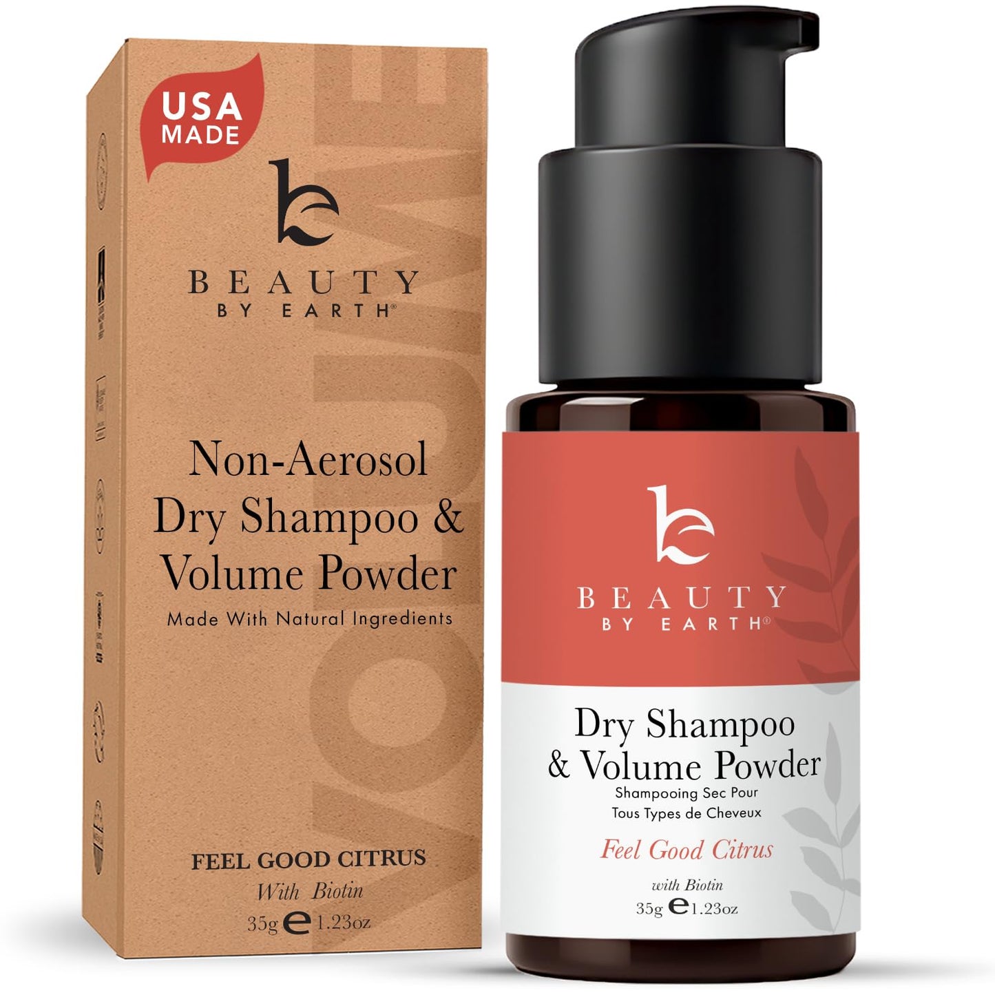 Beauty by Earth Non-Aerosol Dry Shampoo Powder - Volumizing Non Toxic with Biotion, Oil-Absorbing Natural Ingredients, Made in USA