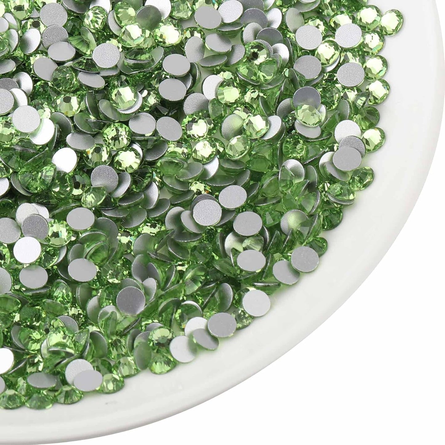Beadsland 1440pcs Flat Back Crystal Rhinestones Round Gems for Nail Art and Craft Glue Fix,Light Green,SS20,4.6-4.8mm