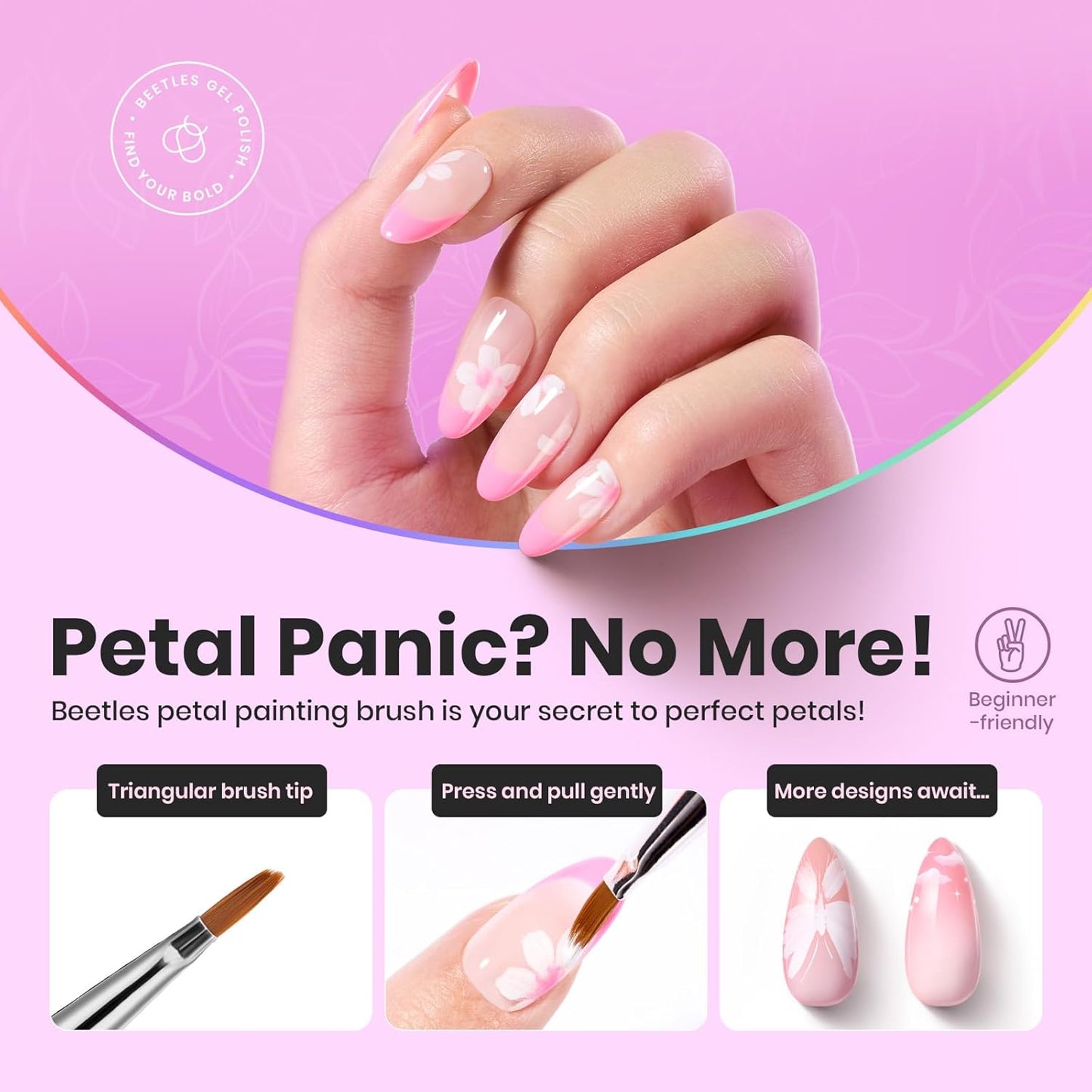 Beetles Nail Art Brushes, 6pcs Nail Art Tool Set, Nail Double-headed Dotting Tools, Striping Nail Art Brushes for Long/Short Lines, Nail Drawing Pen with Nail Brush Holder&Palette For Nail Design