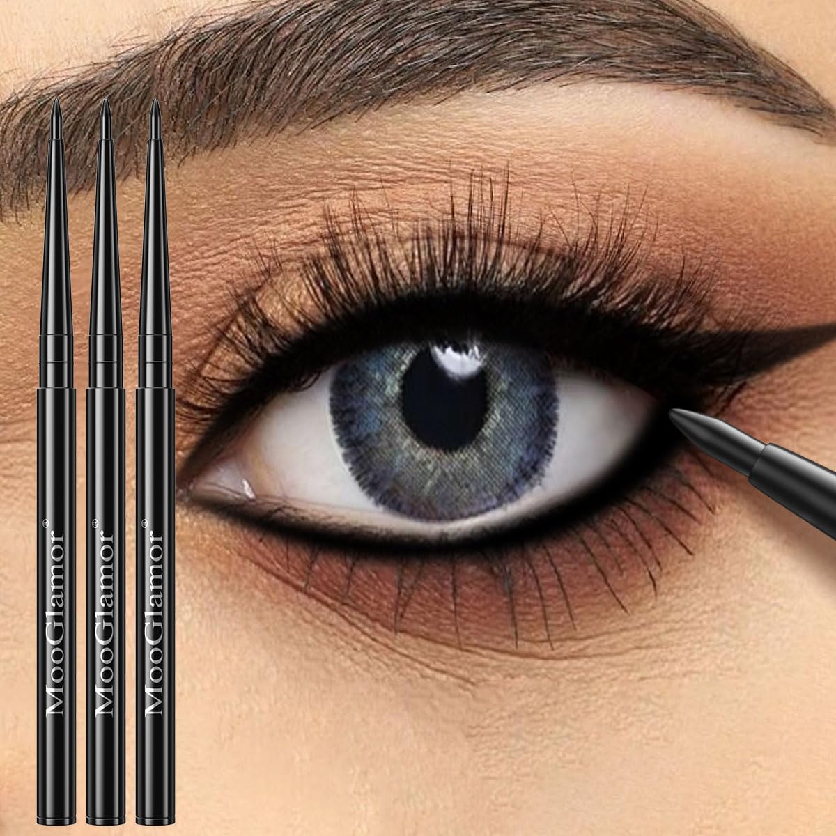 12 Pcs Black Eyeliner Pencil Gel Eyeliner Pen with Retractable and Waterproof Eye Liner for Bold and Defined Eye Liner(Black)