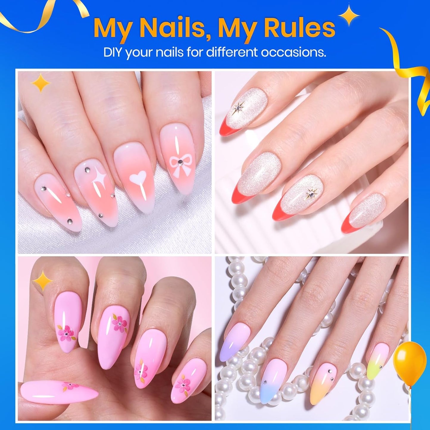 Beetles Medium Almond Nail Tips 576pcs 12 Sizes, Pre-Etched Soft Gel Nail Tips Half Matte Full Cover False Nail Tips Clear Acrylic Nails Glue on Nails DIY Nail Extension Gift for Women