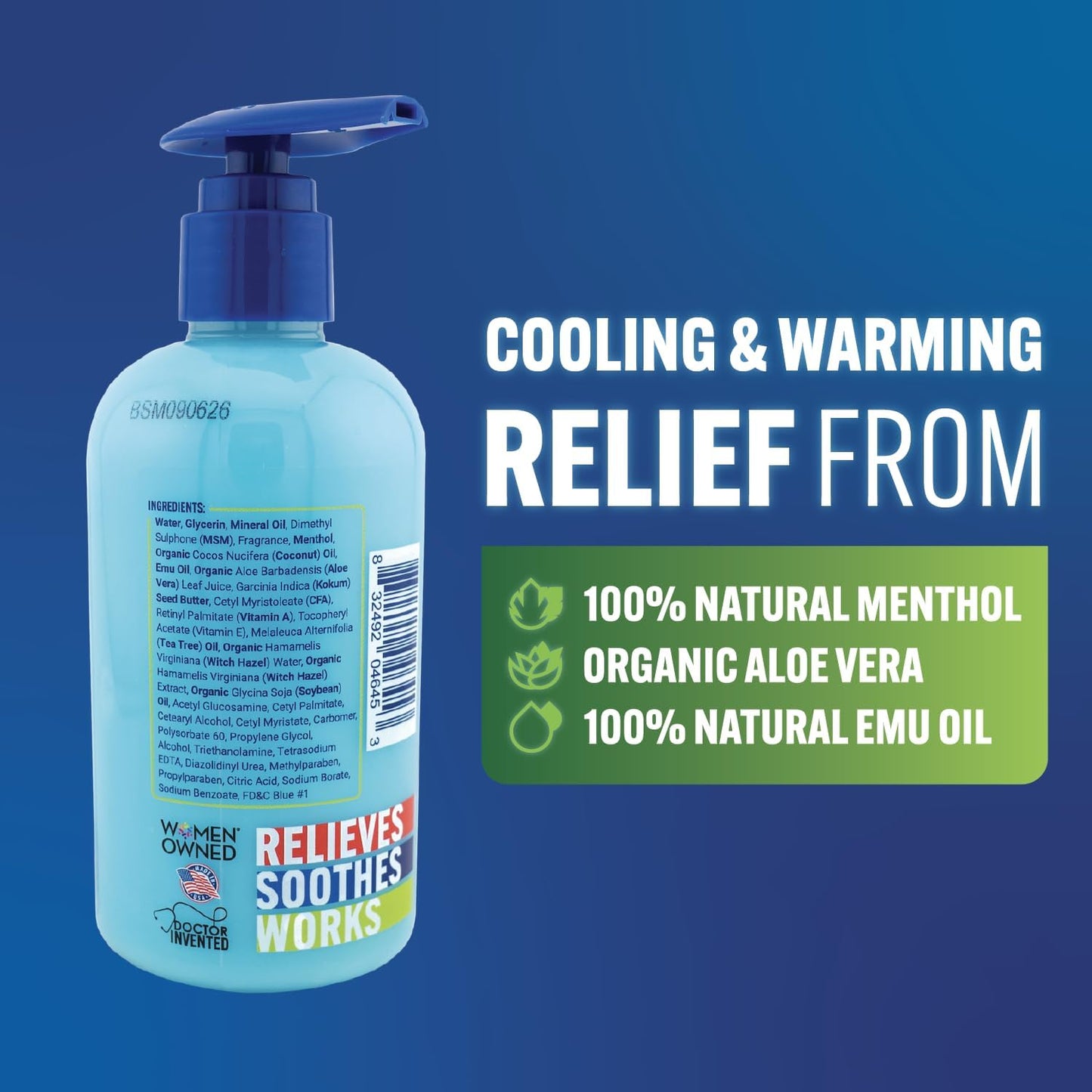 Blue Stop Max Massage Gel for Body Aches, 8 oz Pump Bottle; 3 in 1 Product Relieves Body Aches, Supports Joints and Nourishes The Skin