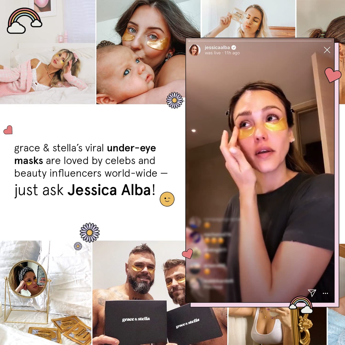 grace & stella Award Winning Under Eye Mask - Travel Essentials - Birthday Gifts for Women - Gel Eye Patches for Dark Circles, Puffy Eyes, Wrinkles, Undereye Bags - Vegan Self Care (48 Pairs, Gold)