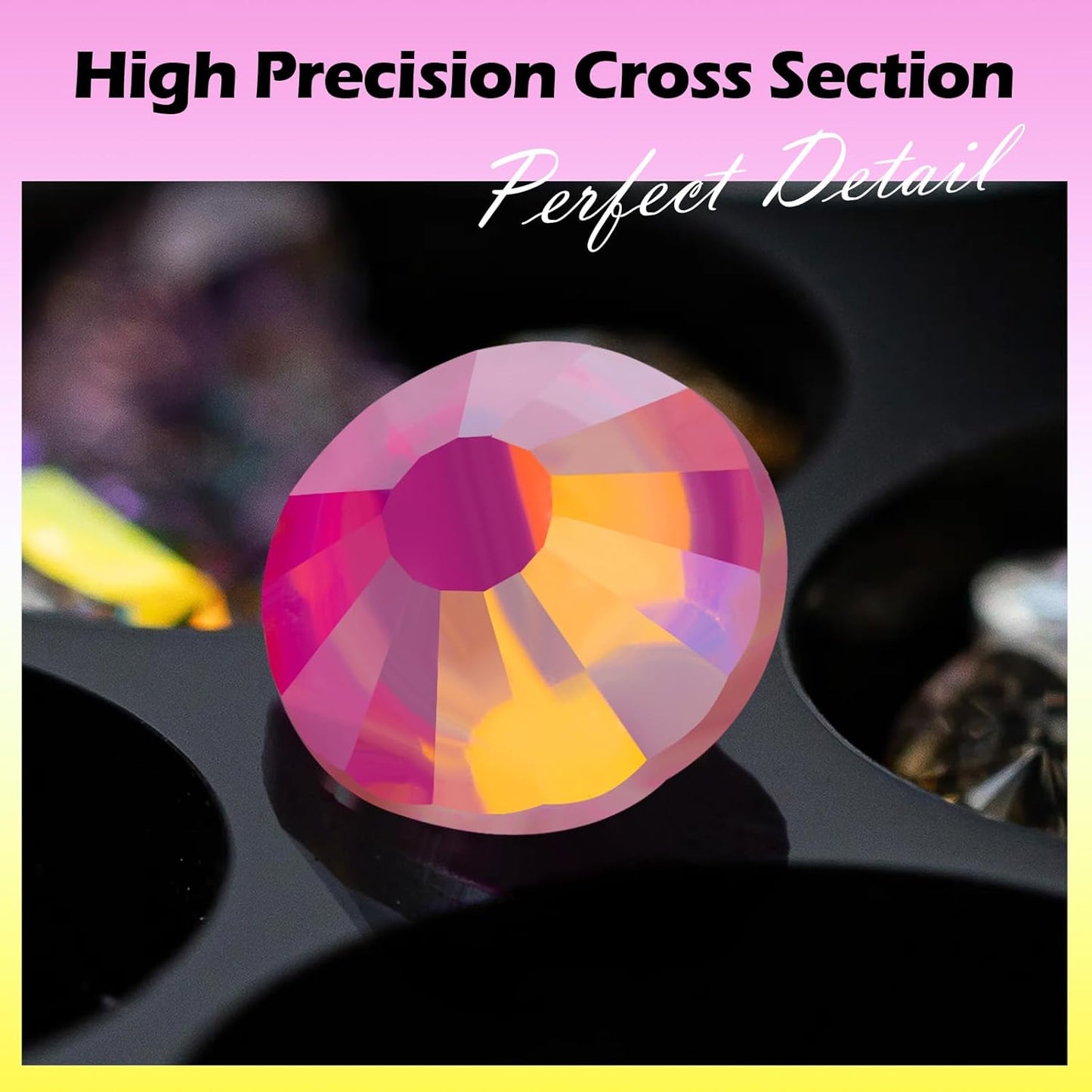 F Rose Flatback Rhinestones, Glass Rhinestones for Nail Art and Craft, Glue Fix, Loose Crystal Gemstones(F Rose, SS8, 1440pcs, 2.3-2.5mm)