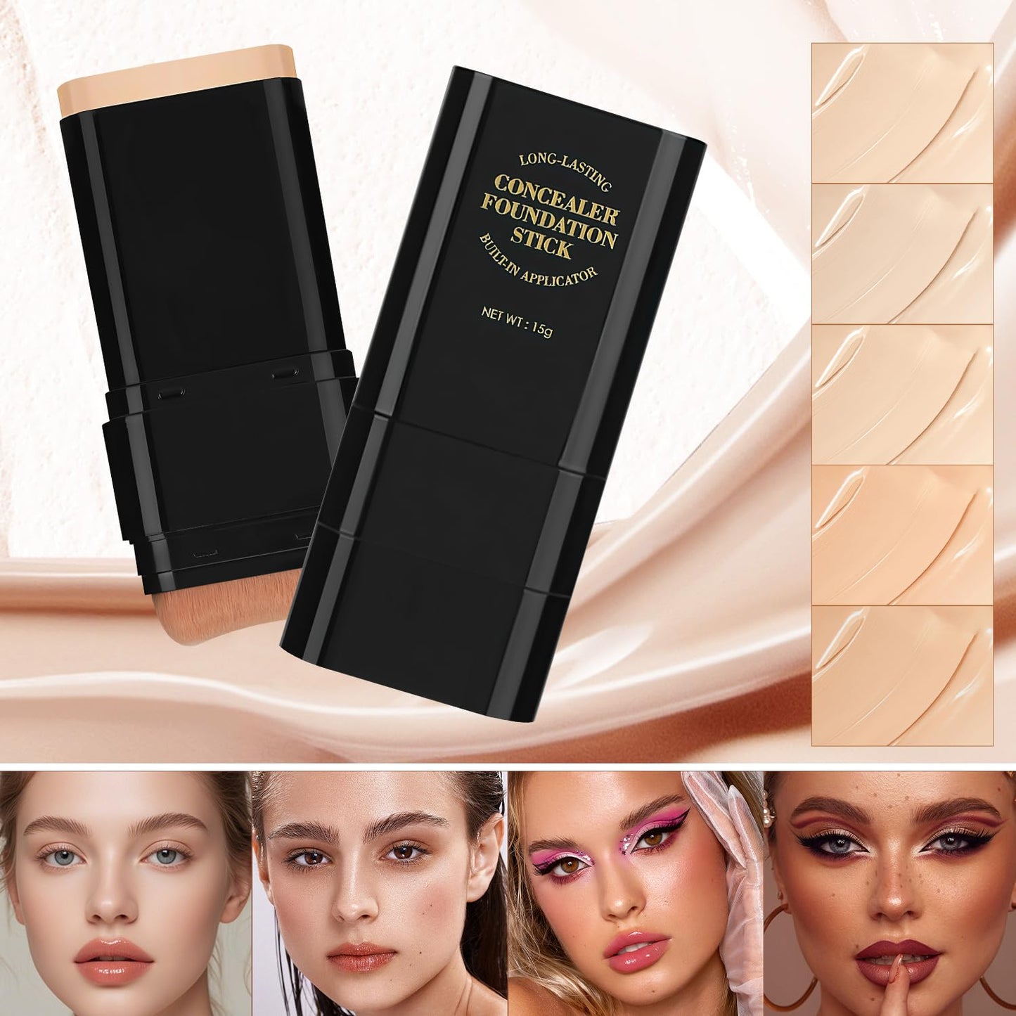 2PCS Long-Lasting Concealer Foundation Stick, Creamy Full Coverage, Hydrating Olive & Camellia Formula for Dark Circles (01 ivory)
