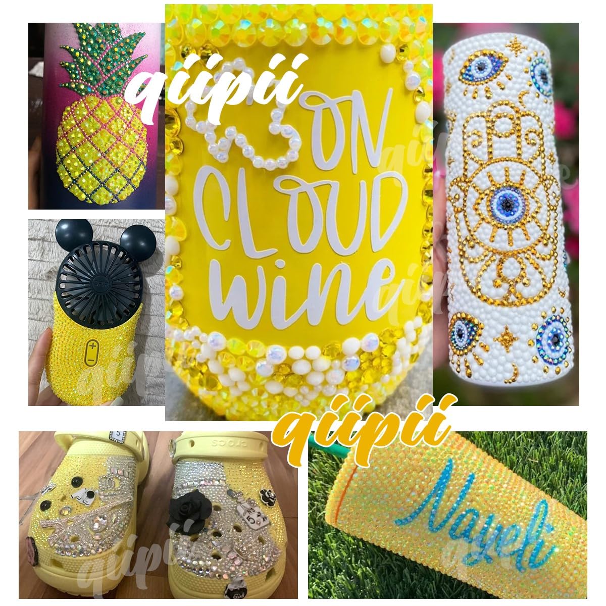 16000PCS Gold Yellow Resin Rhinestones for Crafting Flatback Golden Stones 3mm 4mm 5mm Non-Hotfix Diamonds Crystals Gems Charms for Nails Face Eyes Makeup Tumblers Bottles DIY Crafts Clothes