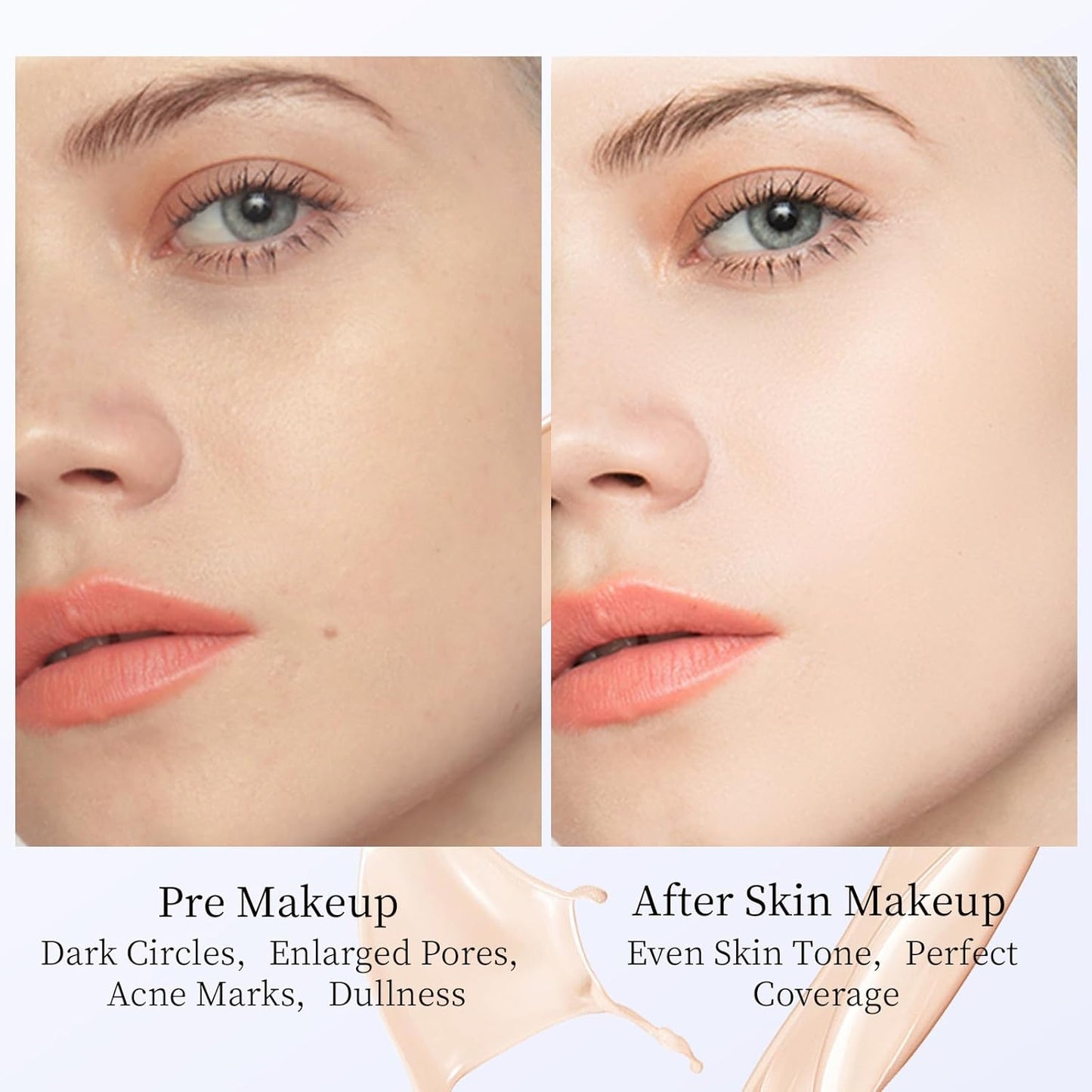 TUNBOT Liquid Makeup Foundation with SPF 50, Makeup to Cover Facial Imperfections, Unscented Foundation for All Skin Types (30ml)