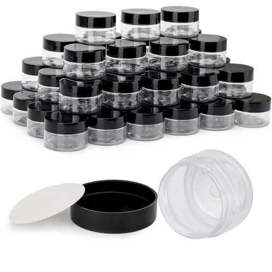 50 Count 1oz Cosmetic Containers with Lids BPA Free Plastic Sample Containers Empty Makeup Containers Refillable Cosmetic Jars Leakproof Travel Jars - Black