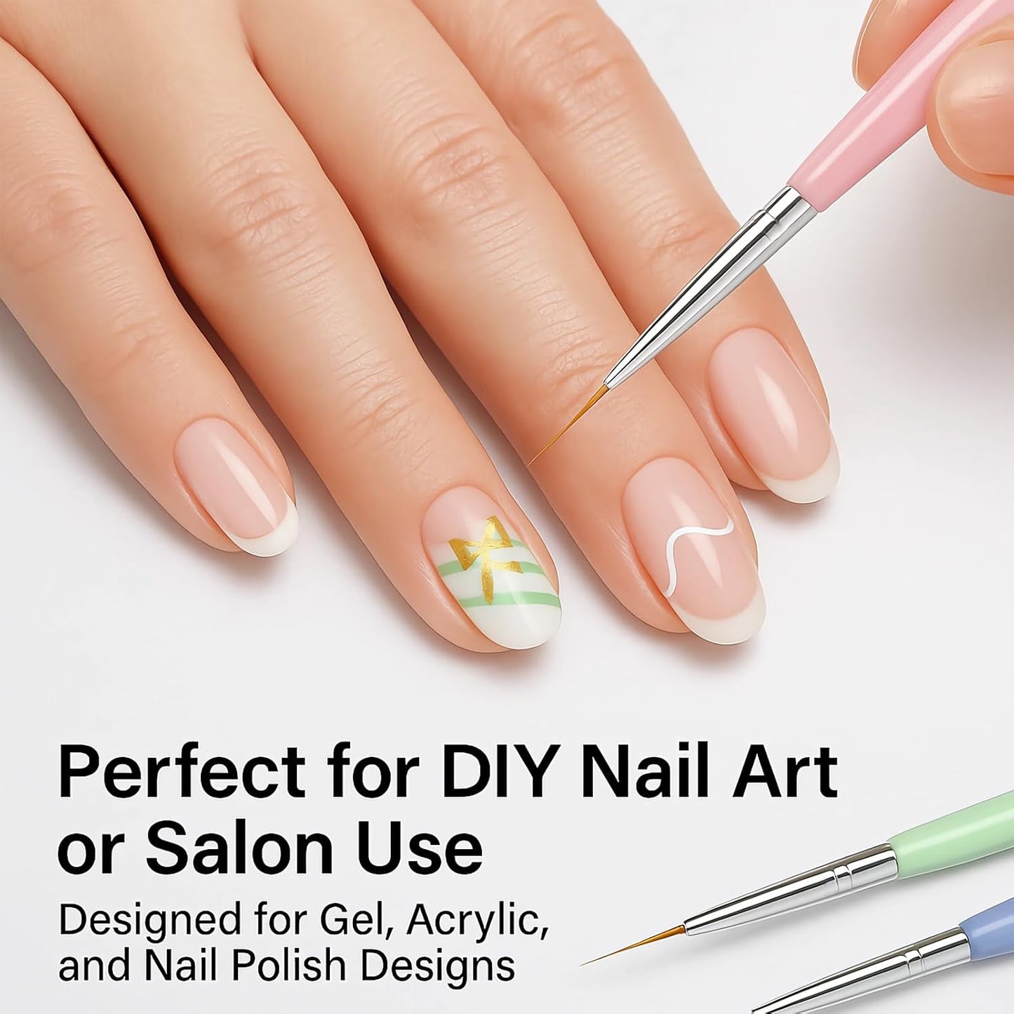 Gel Polish Nail Art Brushes, 6 Pcs Dual-Ended Art Design Pens with Case for Gel & Acrylic - Clean Up, Dotting, Liner, French Tip Tools for Nail Design, Extension & Manicure, DIY Kit Gift for Women