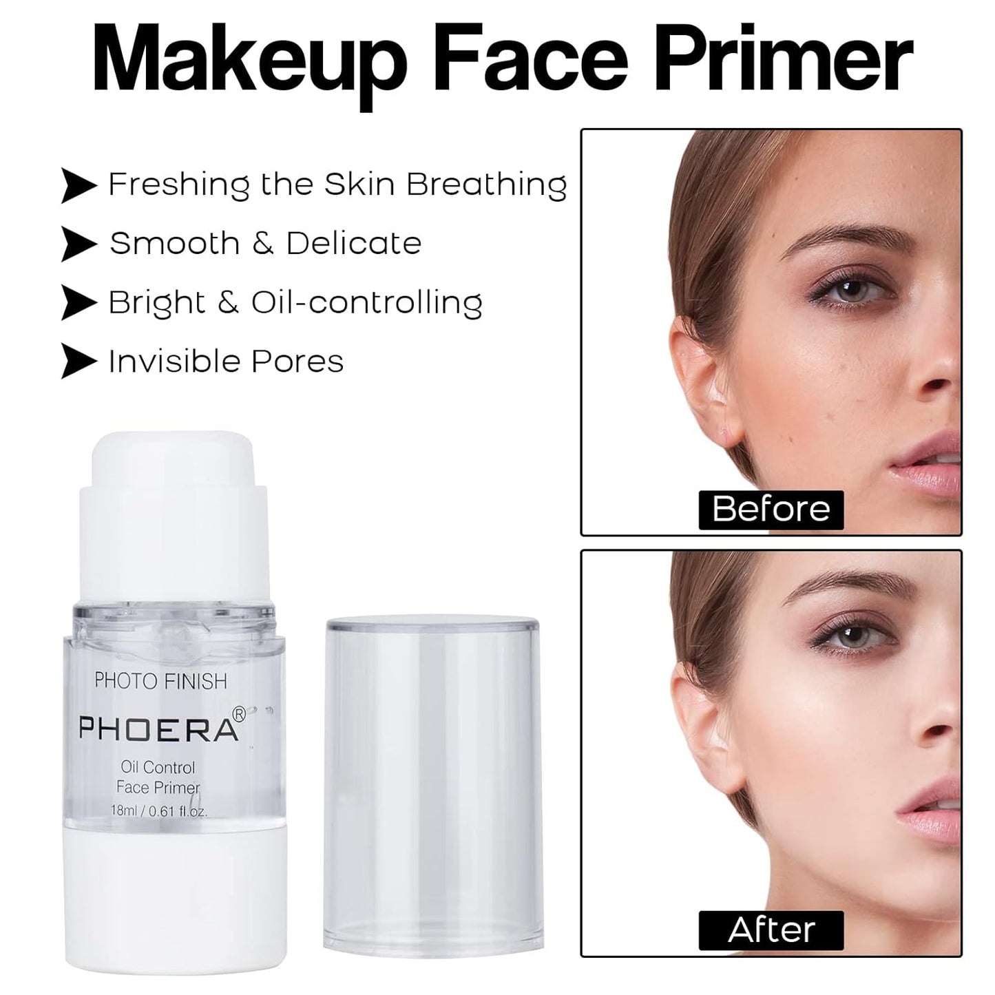 Makeup Kit for Women Included 2 Phoera Foundation SPF 20+ 30ml Matte Oil Control, 2 Kabuki Makeup Brushes, Phoera Primer, Powder Foundation, 2 Makeup Sponges (101 Porcelain + 102 Nude)