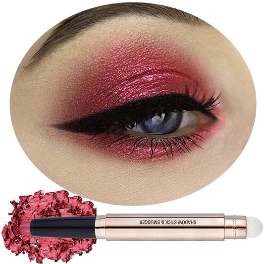 Rose Red Shimmer Eyeshadow Stick Makeup, Smooth Cream shimmer Glitter Eyeshadow Pencil Long Lasting Waterproof Eye Shadow Highlighter Makeup, Hypoallerge(Light rose red shimmer 06)