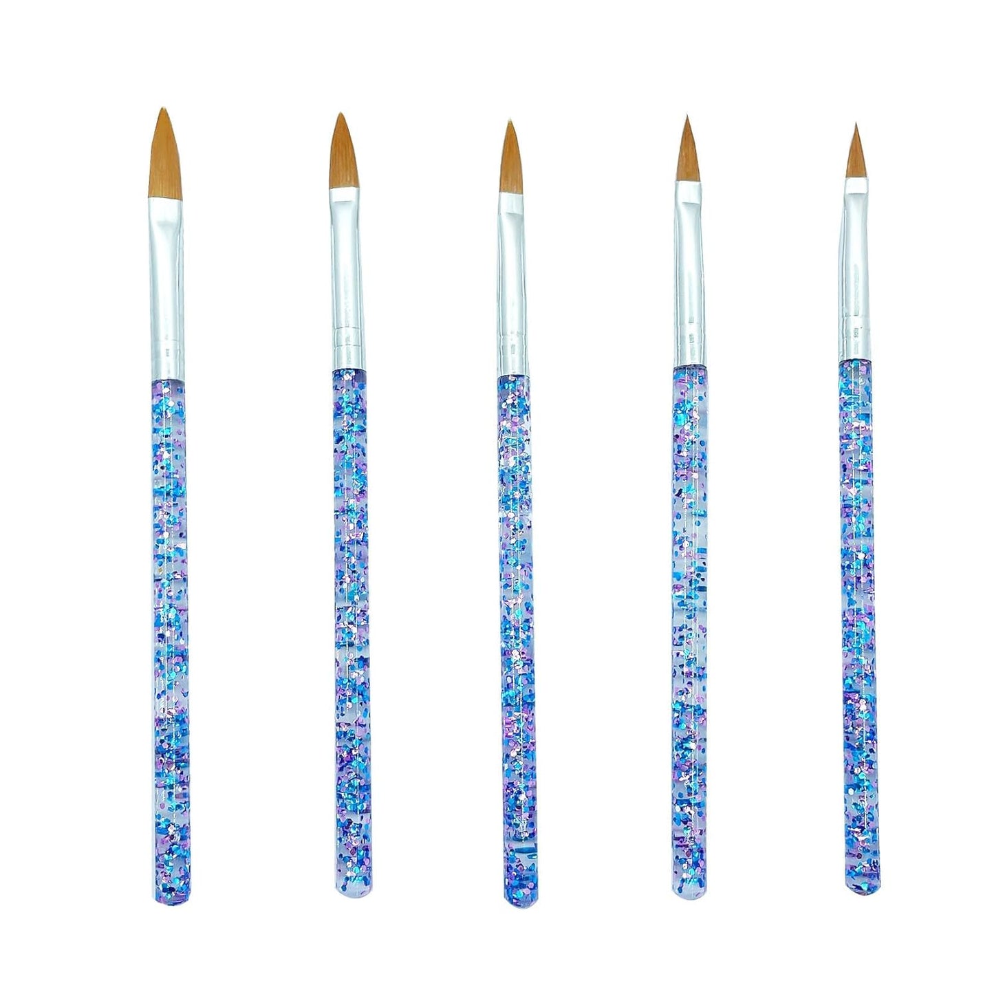 5pcs Nail Art Brushes Set, Nail Art Design Pen Painting Tools with Nail Extension Gel Brush, Nail Polish Brush, Builder Nail Gel Brush, Nail Dotting Pen Salon at Home Diy Manicure (Blue)