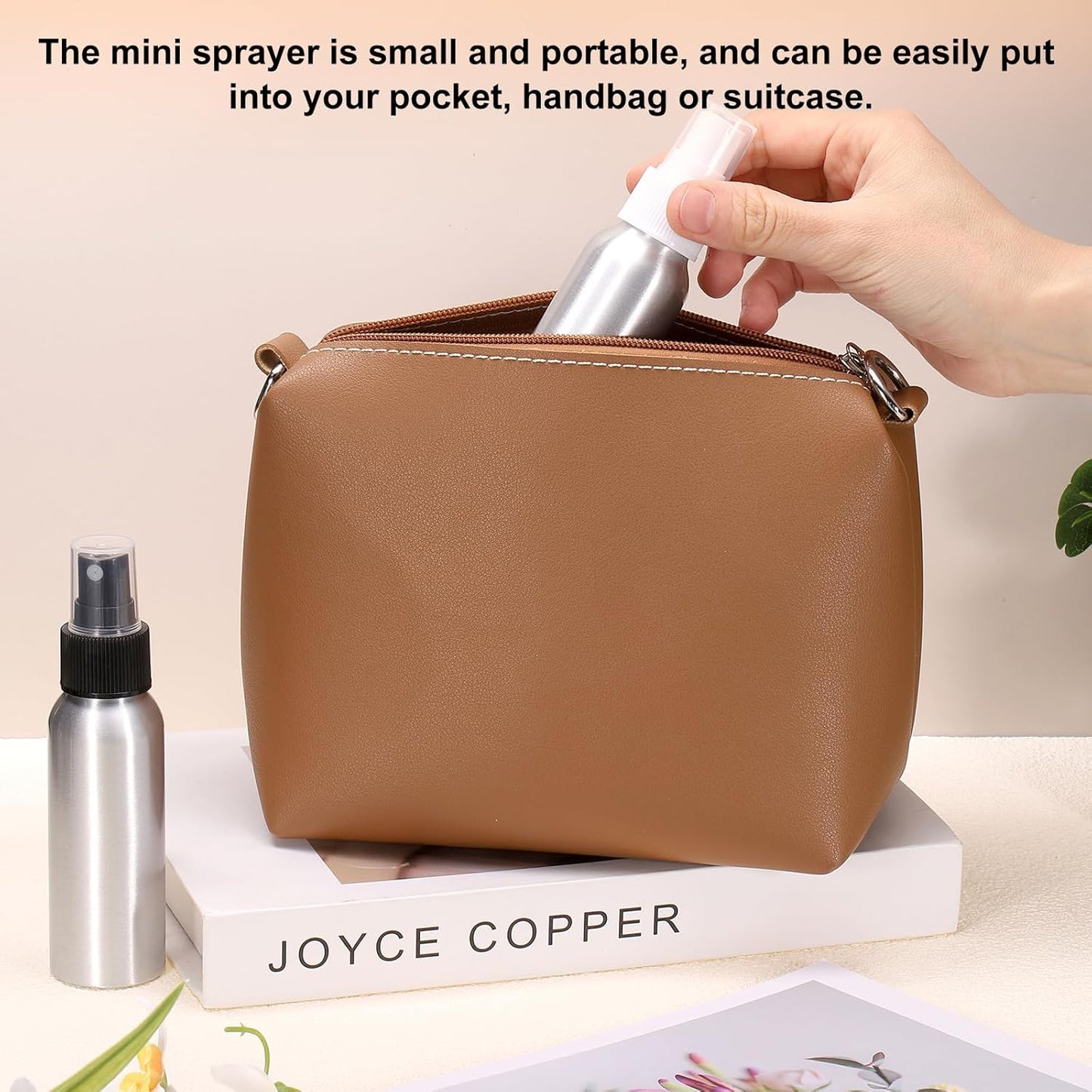 HARFINGTON Aluminum Fine Mist Spray Bottles 300ml/10oz Metal Small Liquid Alcohol Refillable Travel Container with Black Plastic Nozzle Cap for Perfume Skincare Cosmetic Storage Bottle