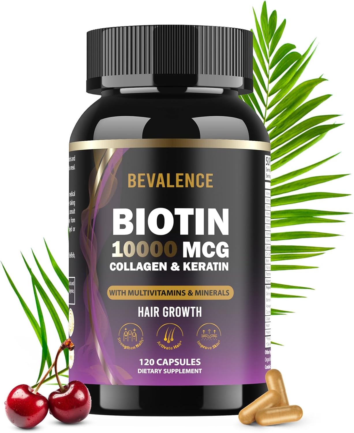 Biotin 10,000MCG Hair Growth Support for Women & Men with Collagen & Keratin – Hair, Skin & Nails Vitamins with Multivitamins & Minerals – 120 Capsules (2-Month Supply)