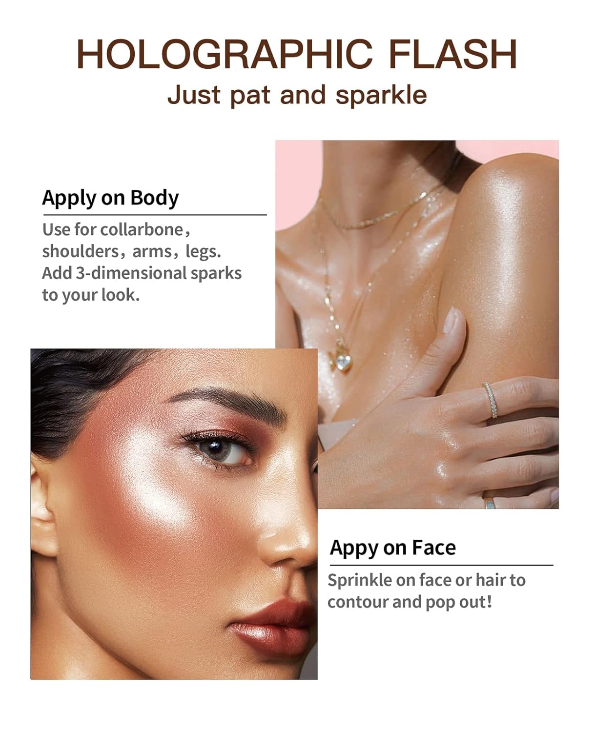 Fairy Highlight Puff Stick Highlight Patting Powder - Multi-Functional Shimmer Powder for Illuminating and Brightening Your Face and Body (#01 Gray)
