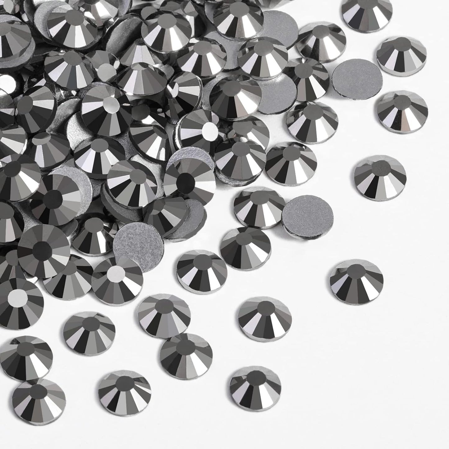 Beadsland 1440 Pieces Flat Back Crystal Rhinestones Round Gems,Hematite,SS3,1.2-1.4mm