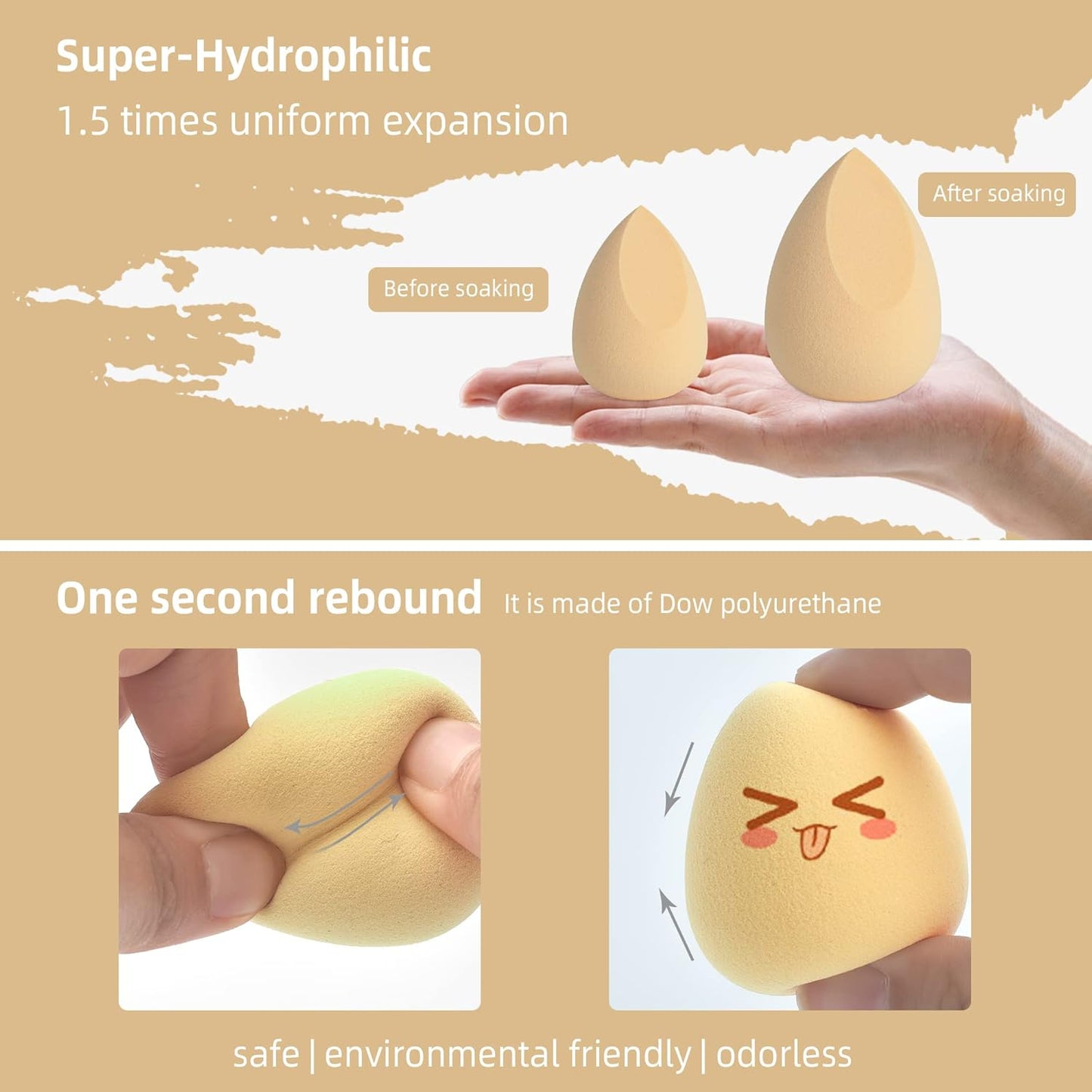 COSTICA Makeup Sponge, 4 Pcs Beauty Blender for Foundation Blending Sponge, Multi-colored Makeup Blender with Storage Box, Flawless for Liquid Cream and Powder