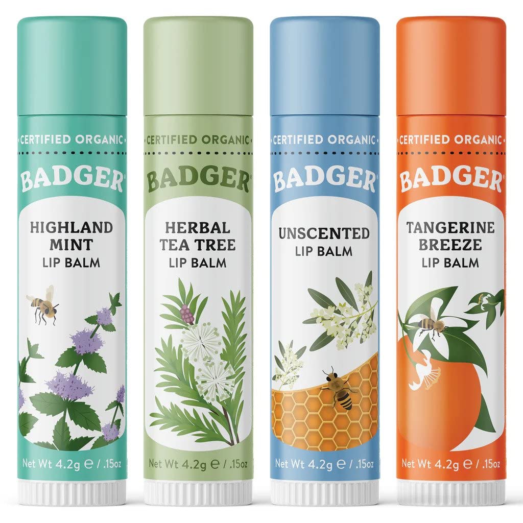Classic Lip Balm - Tangerine Breeze, Lavender & Orange, Vanilla Madagascar, Pink Grapefruit 4Pk