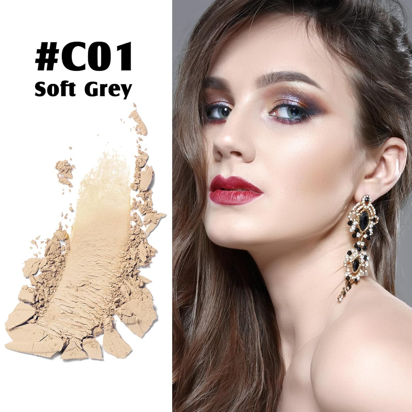 Contour Palette with Brush, Cream Contour Powder Palette Bronzer Powder Matte Bronzer Palette Cool Toned Contour Kit with Mirror for Face Sculpting Contour Makeup (#C01 Soft Grey)