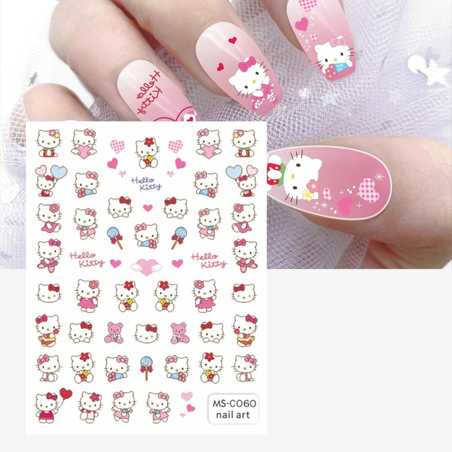 121 PCS Kitty Nail Charms Nail Art Stickers-Kawaii Nail Charms Nail Decorations for Nail Art Supplies 3D Flatback Resin Charms
