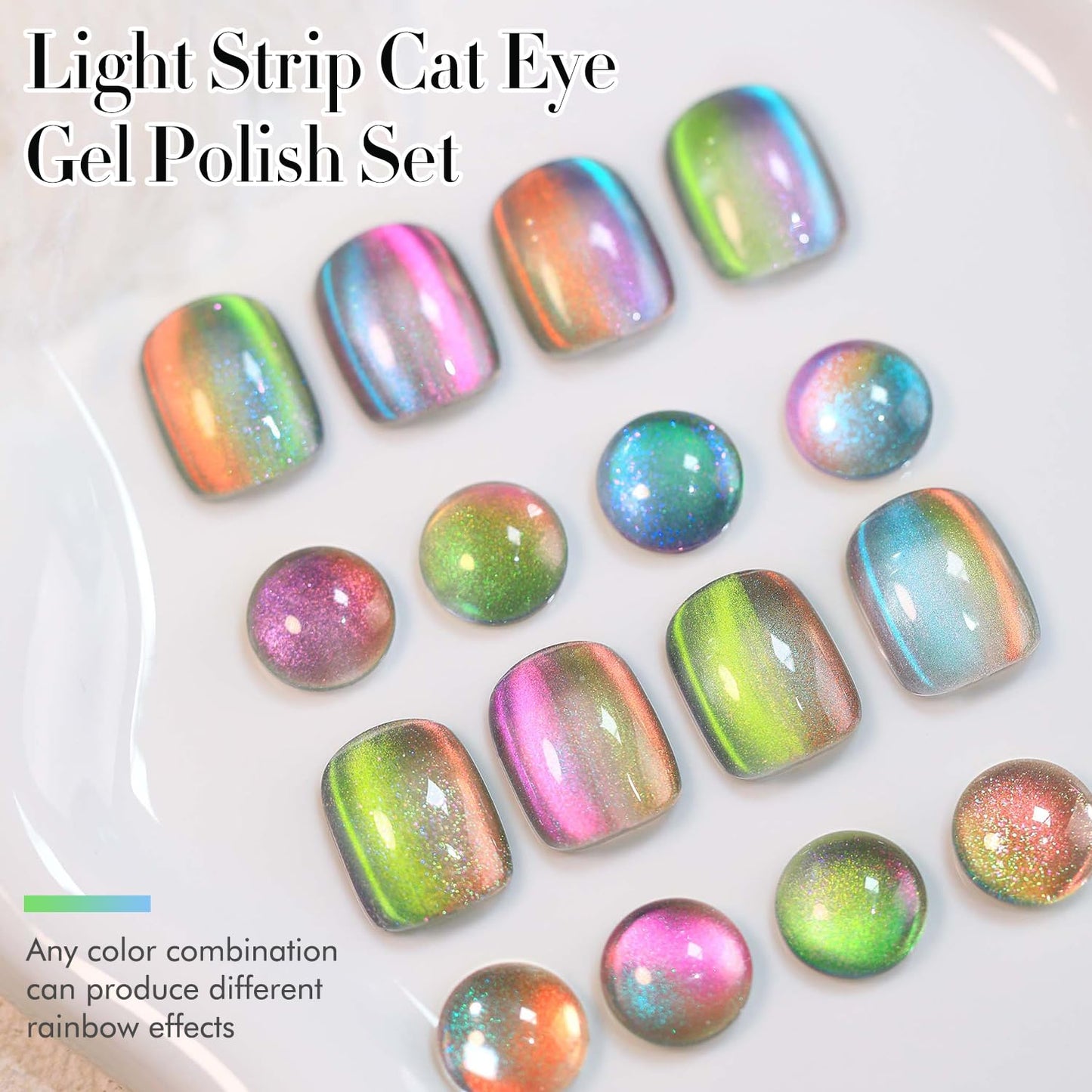 Double Rhythm 6 Colors Cat Eye Gel Polish Set Shimmer Glitter with Magnet Holographic Reflective Magnetic UV Nail Art Kit (6-Kit 29)