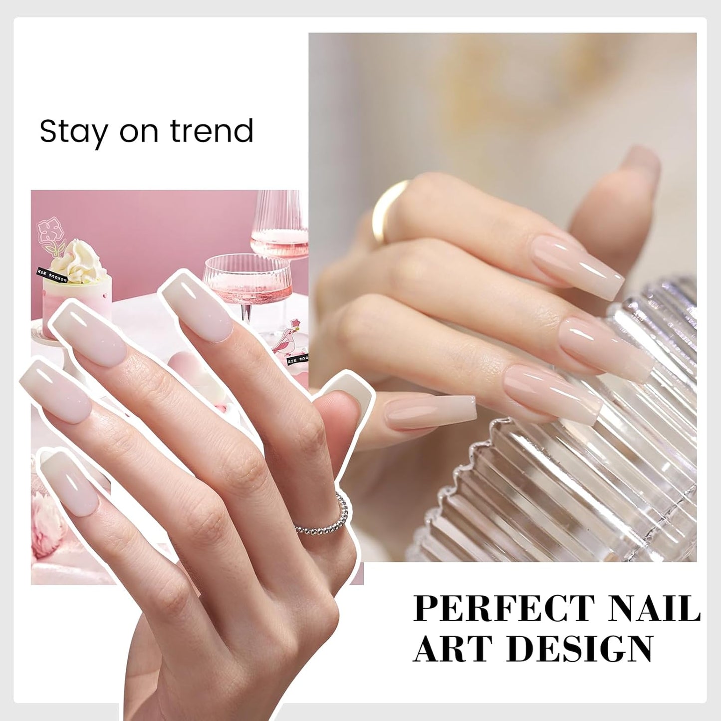 HEMA and TPO Free Milky White Gel Nail Polish - 18 ML Nude Sheer White Nail Polish Gel for Women Girls Gift, Long Lasting Jelly Clear Petal Cream Color Soak Off Cured for Home Nail Art Salon DIY